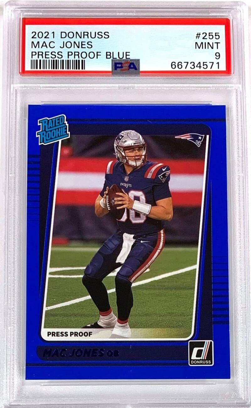 Mac Jones 2021 Donruss Press Proof Blue #255 PSA 9 MINT RC Patriots Football NFL Rated Rookies