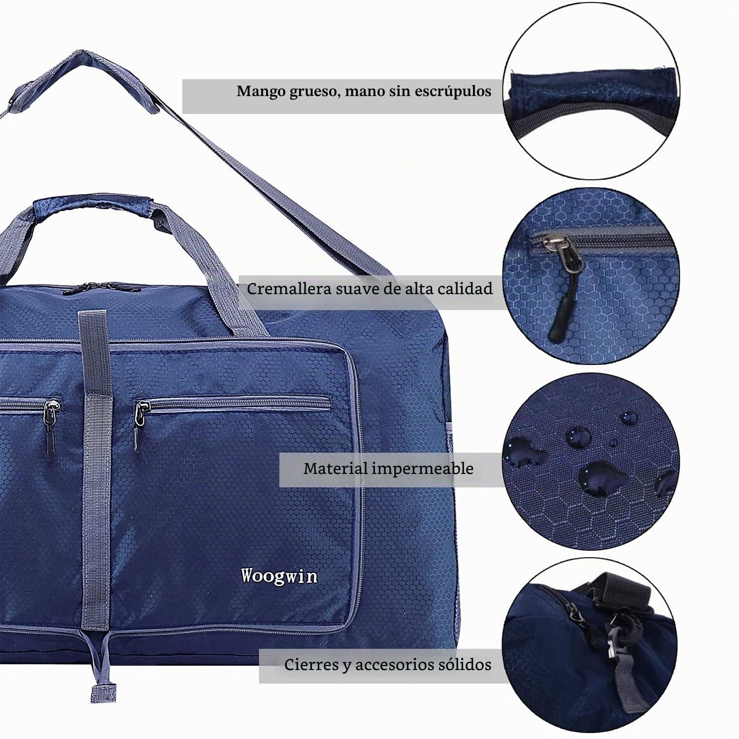 ehsbuy 60L Bolsa de Viaje Plegable Bolsa de Viaje Hombre y Mujeres Bolsa Deporte Impermeable Grande Bolso Ligero de Fin de Semana con Compartimento de Zapatos