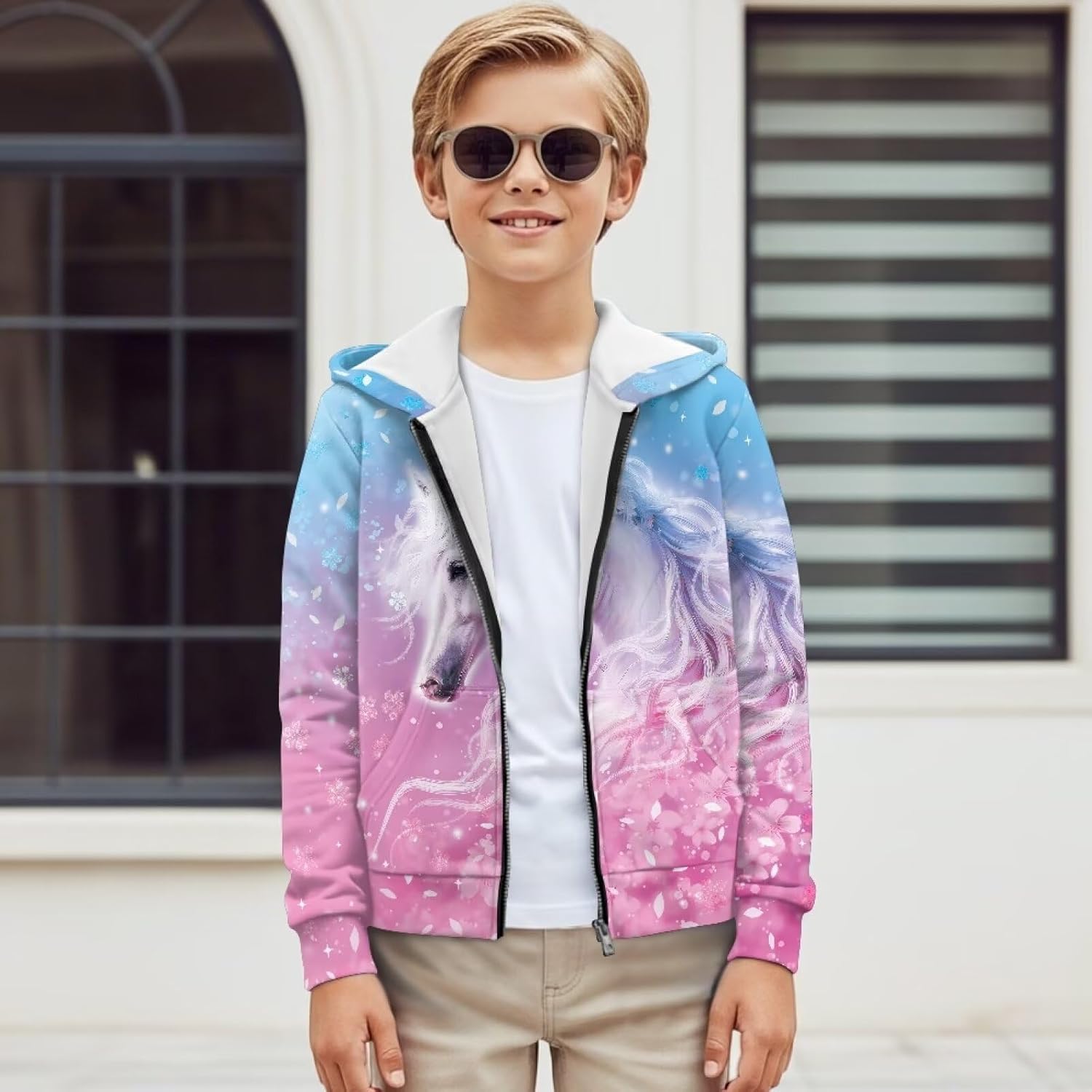 Kids Zip Up Hoodies Long Sleeve Casual Elastic Sweatshirt Fleece Warm Fall Winter Jacket Soft Loose Comfort Tops - Image 4
