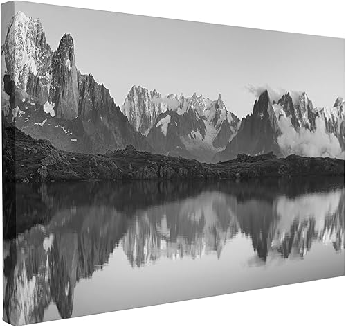 Miniatura 1 de Arte de pared de montaña, arte de paisaje, lienzo en blanco y negro, arte de pared de lienzo de montaña, arte de pared en lienzo B&amp;W, impresión de