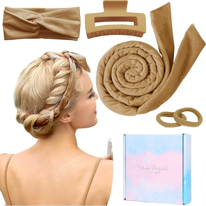 Rizador de Cabello sin Calor con Cinta de Terciopelo y Clip para Ondas Perfectas