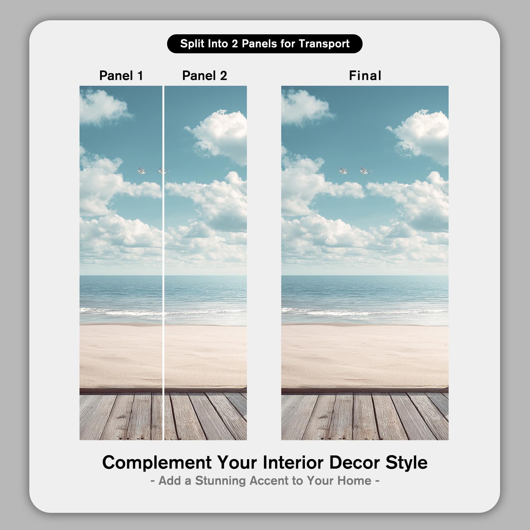 Strand Türtapete Selbstklebend 100x200, 3D Meer Landschaft Türbilder Türfolie Türposter Türaufkleber Selbstklebende PVC, Türdeko Strand,(ST0010)