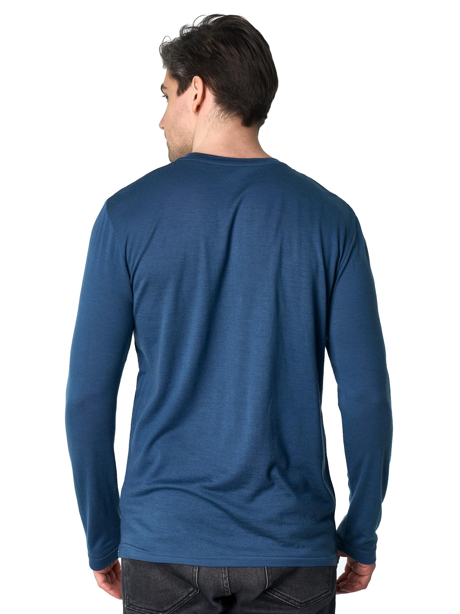 Merino.tech 100% Merino Shirt Herren Langarm - Henley Shirt mit Knopfleiste