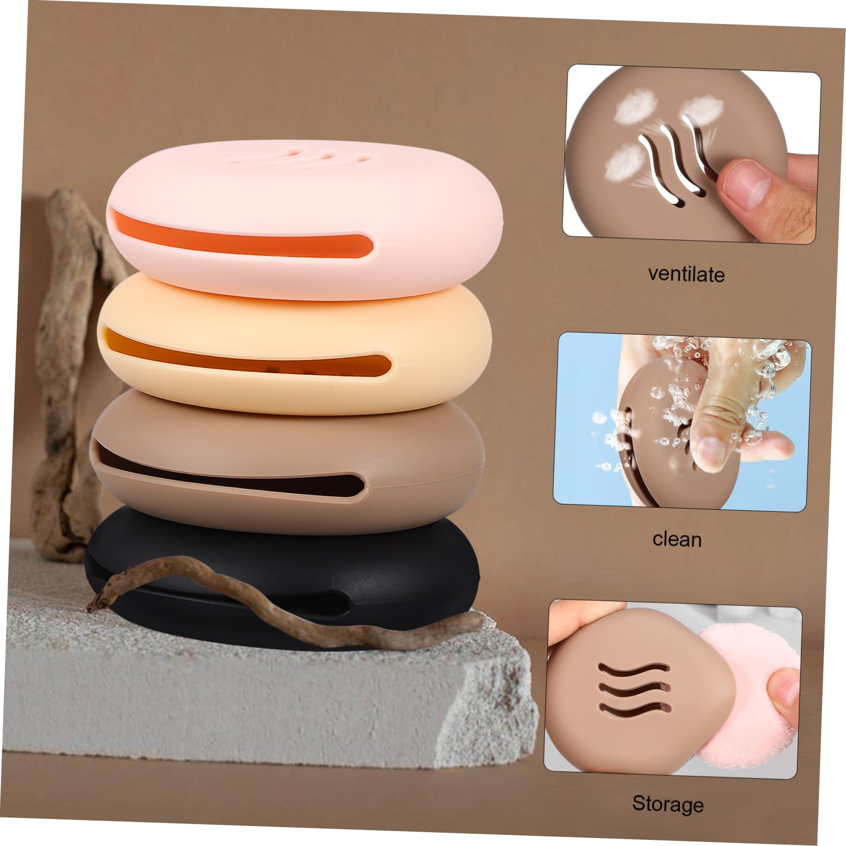 8 Piezas Estuche Porta Borlas Caso De Hojaldre Cosmético Soporte De Esponja De Belleza Organizador De Herramientas De Maquillaje Ronda Accesorios Gel De Sílice Viajar