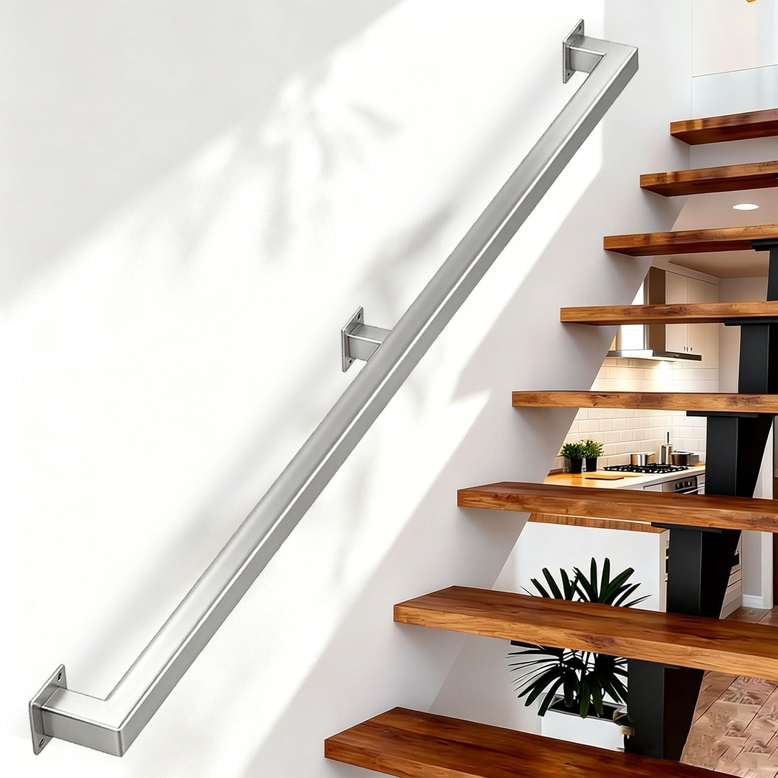 Sxbhdm One Color Handrail For Stairs | Grab Rail 1M 1.5M 2M 3M 4M 5M 6M Stainless Steel Stair Handrail Stairway Railing | Wall Mounted Banister Hand Rail