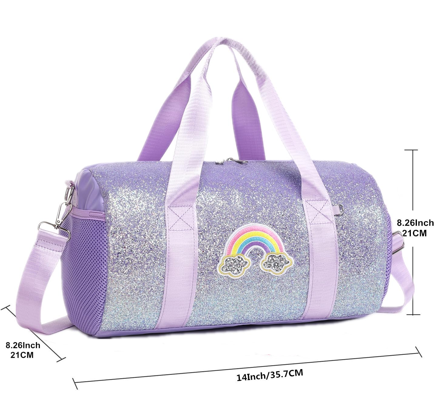 Tanztasche Mädchen Sporttasche Kinder Tasche Glitzer Balletttasche Schwimmtasche Lila