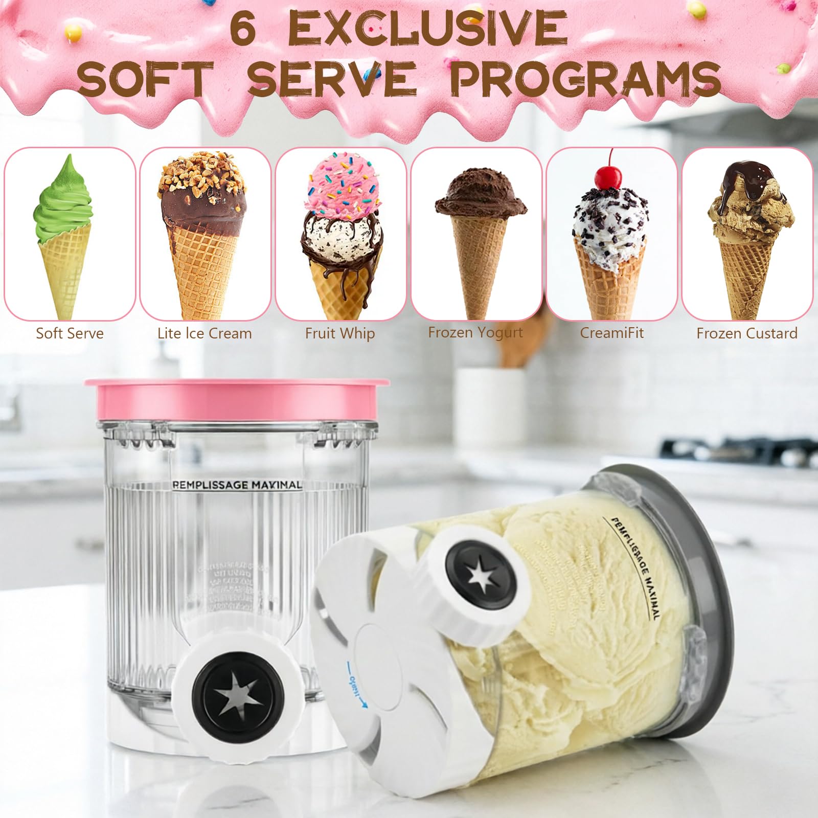 Creami Behälter, 4 Stück Behälter für Ninja Creami Swirl, Kompatibel mit Ninja Creami NC701EU NC700 Serie Softeismaschine, BPA-frei, Lebensmittelqualität, Spülmaschinenfest