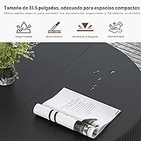 Vista 3 de Mesa de café redonda de 31.5" con almacenamiento, mesas de acento modernas con base estriada, mesa central de madera para sala de estar, espacio