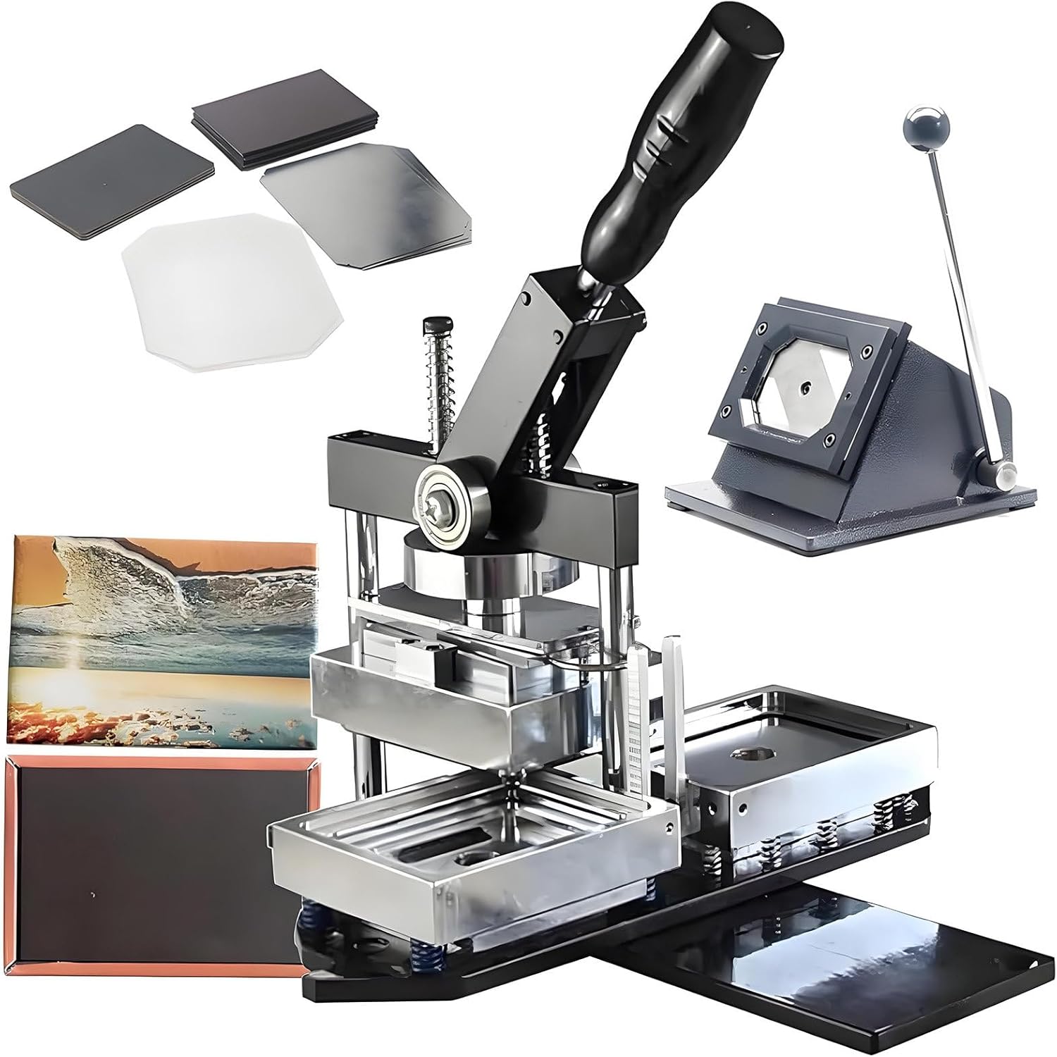 Rectangular Fridge Magnet Maker Machine, Square Fridge Magnets Badge Maker Machine, DIY Photo Refrigerator Sticker Magnet Machine+Paper Cutter+100PCS Materials,90×65mm