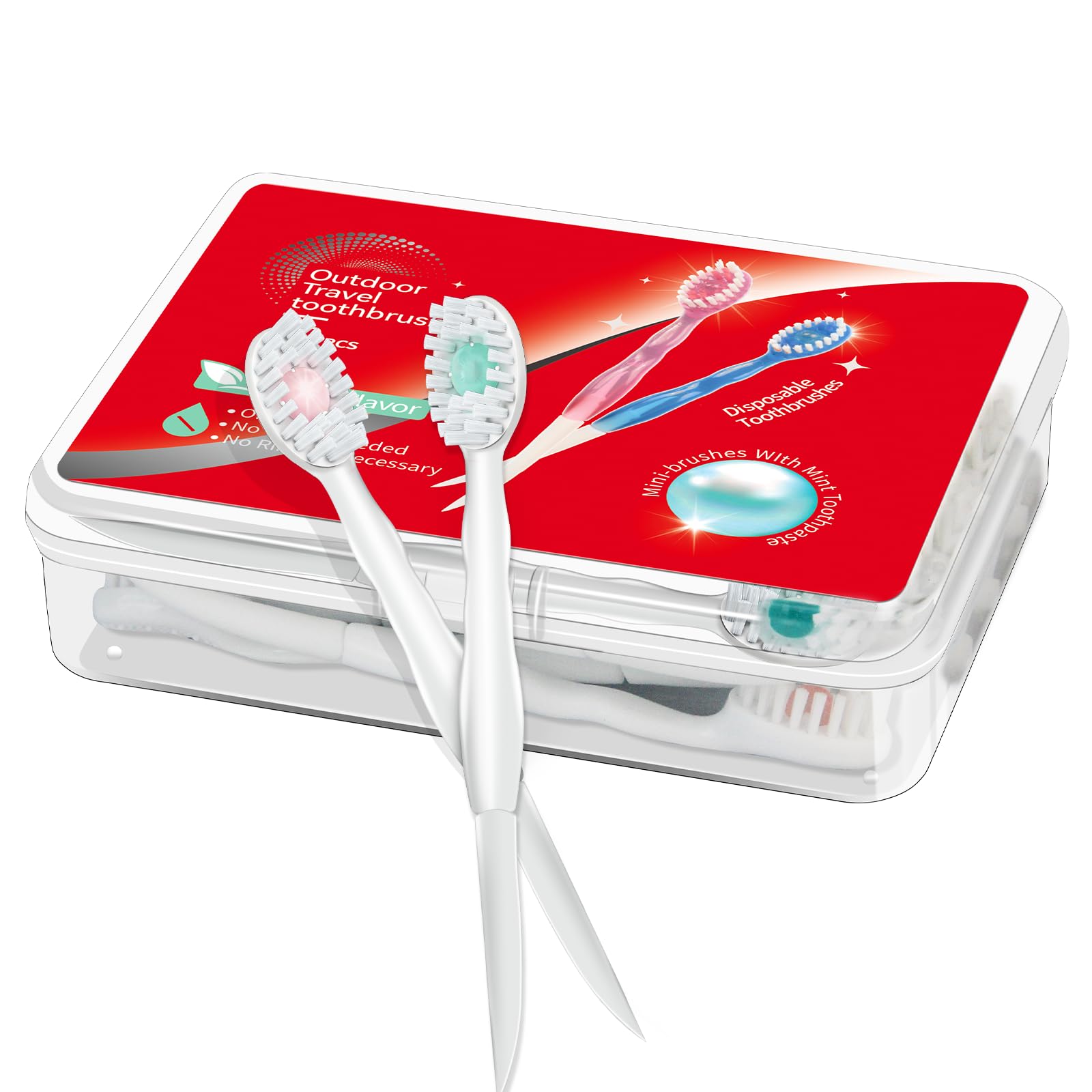 Mini spazzolino da denti usa e getta da viaggio con dentifricio, portatile, per lavoro o viaggi, menta (menta piperita, 120 pezzi - confezione da 5)