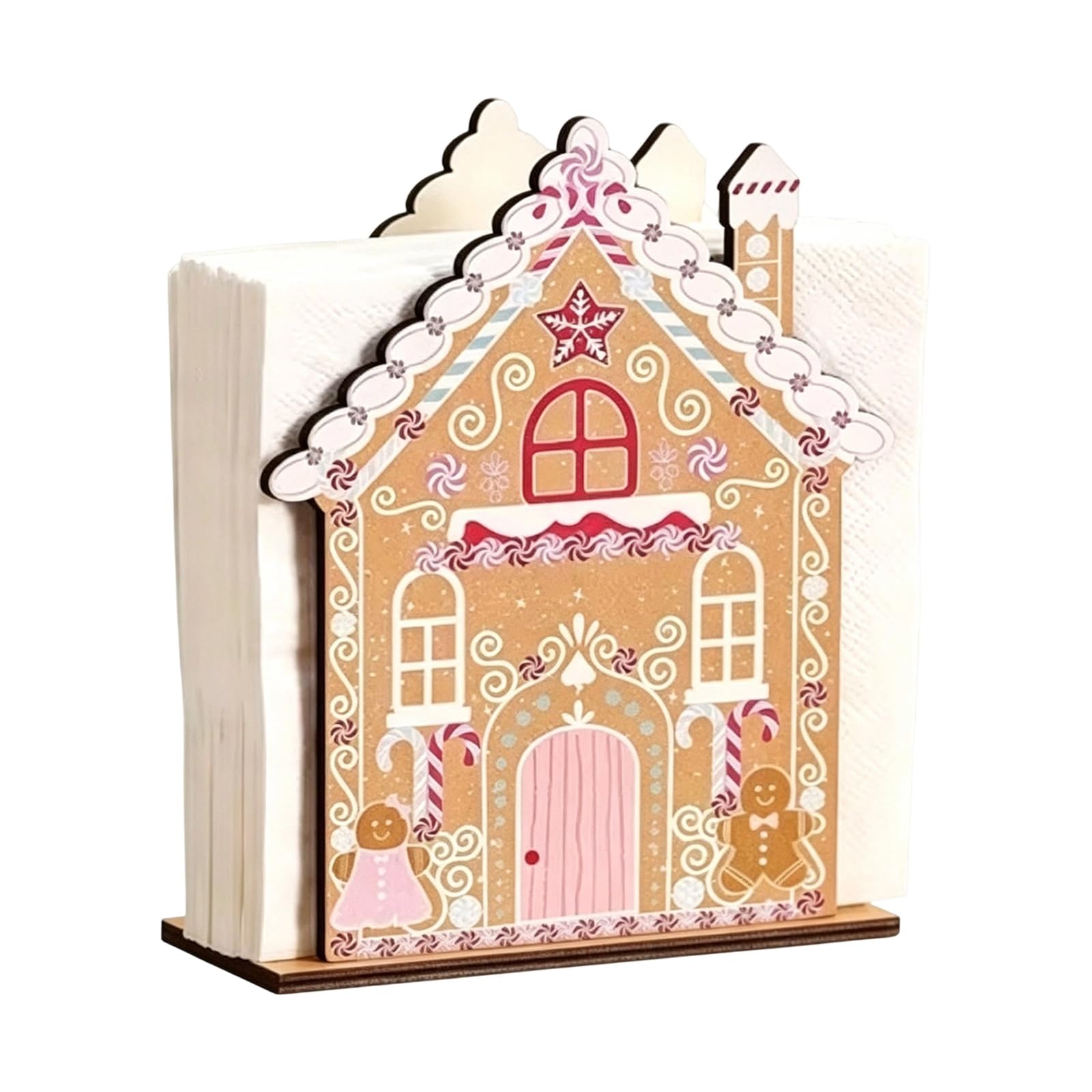 ZEPFJHE Functional and Ornamental Wood Carved Napkin Shelf Kitchen Tissue Dispenser Holiday Themed Tissue Box Designed for Space Saving Party Table Decor