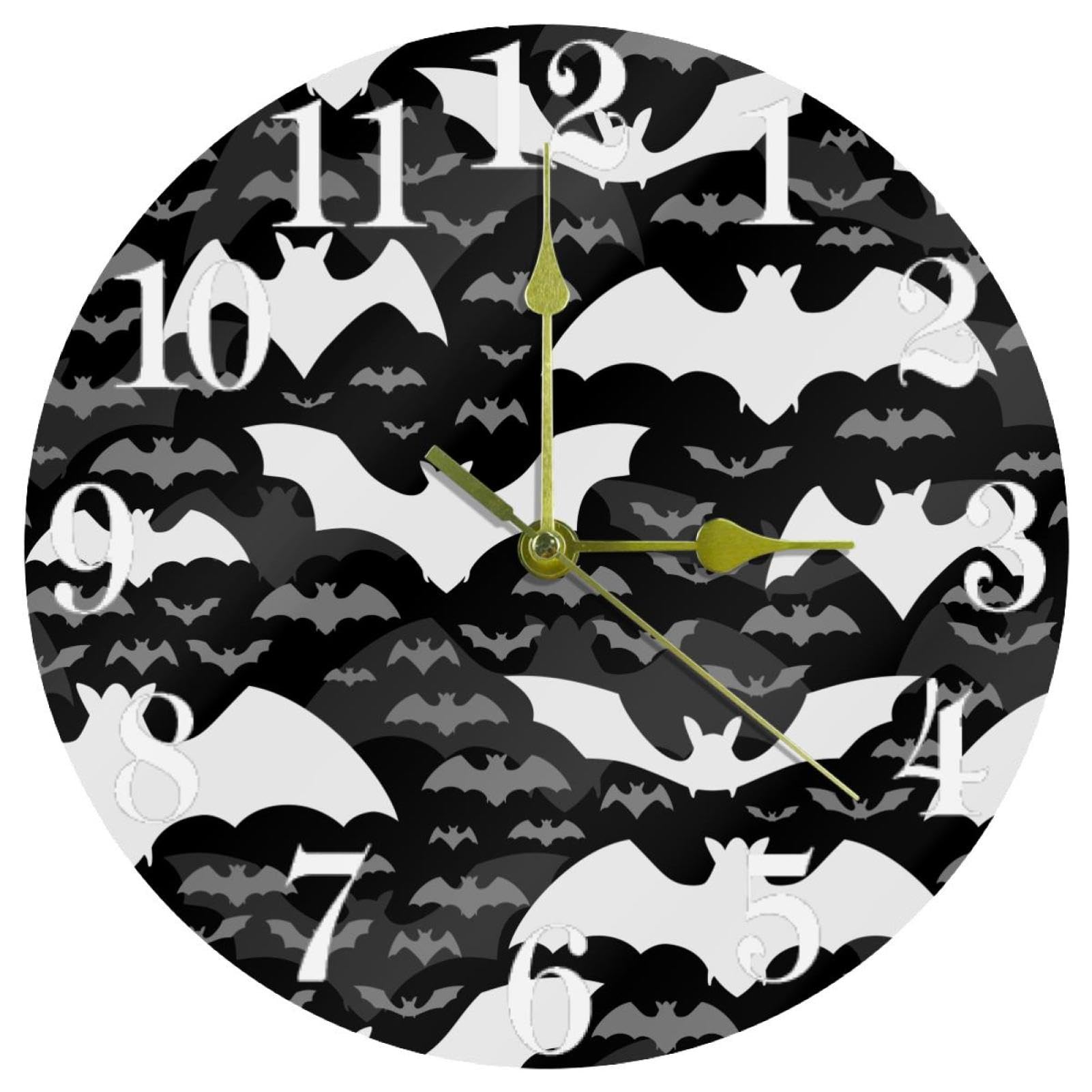 Horloge murale ronde à quartz silencieuse fonctionne à piles pour maison cuisine bureau