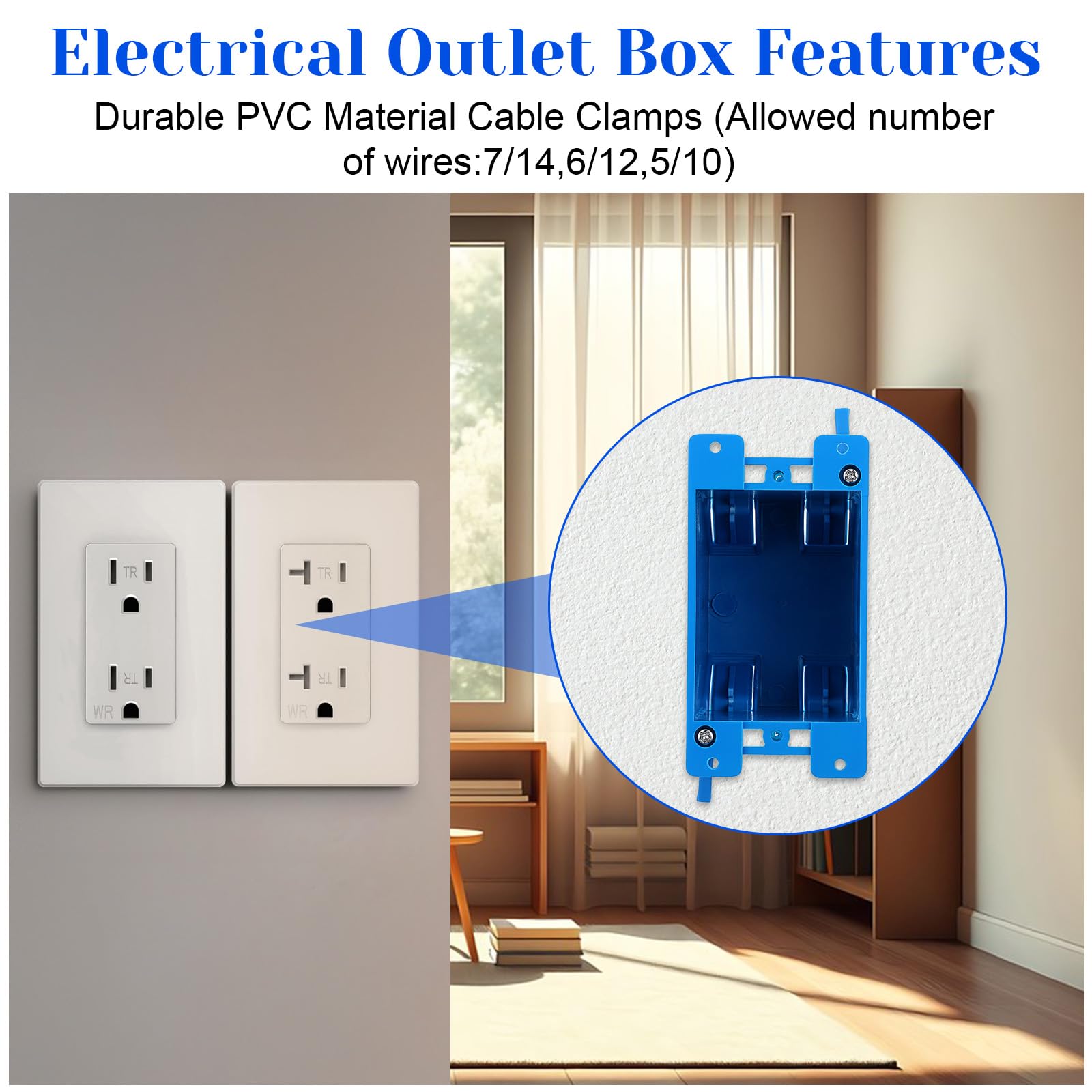 Sibba 8 Pack Single Gang Electrical Outlet Box, 1-Gang Old Work Box 14 Cubic Inch PVC Electrical Boxes for Switch Outlet, Wall Mount Device Boxes for Residential Commercial Applications — Amazon image 5