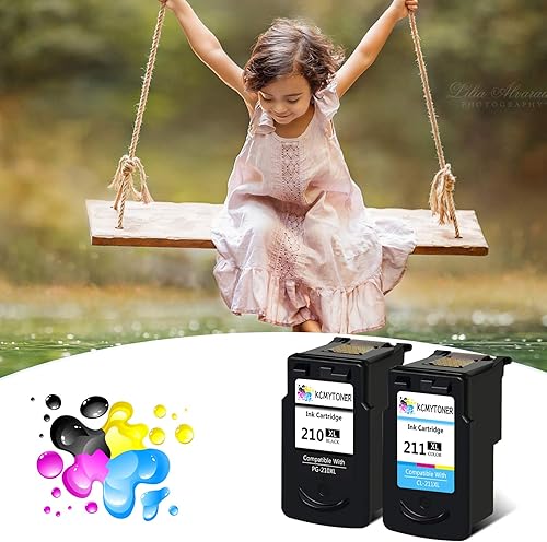 Miniatura 7 de KCMYTONER 210XL 211XL - Paquete combinado de cartuchos de tinta tricolor negros de repuesto para impresora Canon PG210XL CL211XL PG-210XL CL211XL de