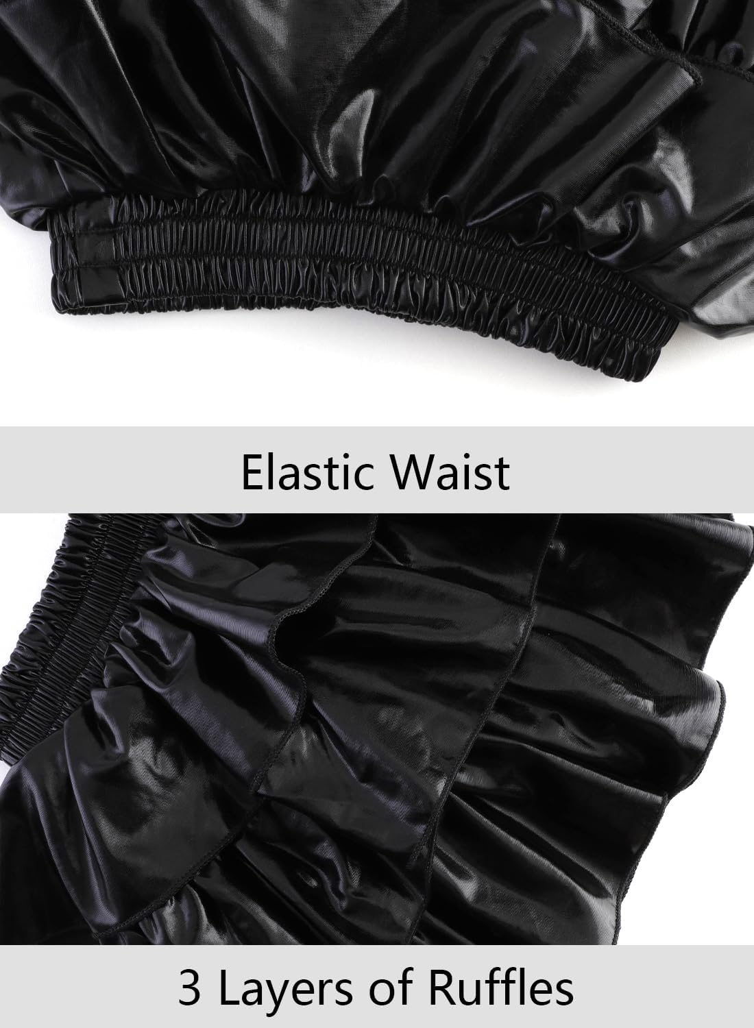 DAXIANG Girls 3 Layer Metallic Skirt with Built-in Shorts Ruffle A Line Skirt for Girls Party Birthday 4-13 Years - Image 4