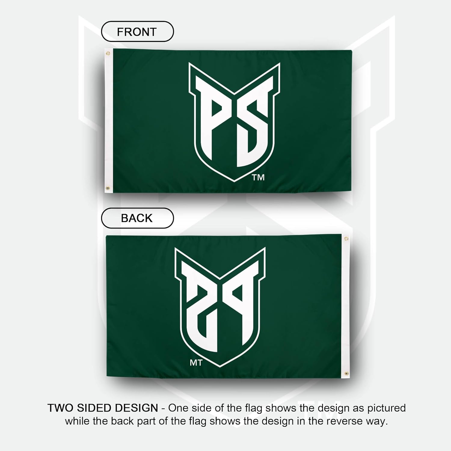 Desert Cactus Portland State University PSU Flag - 3 x 5 Feet Vikings Banner, Indoor/Outdoor Durable Fabric, 100% Polyester Design (Style 1) - Image 2