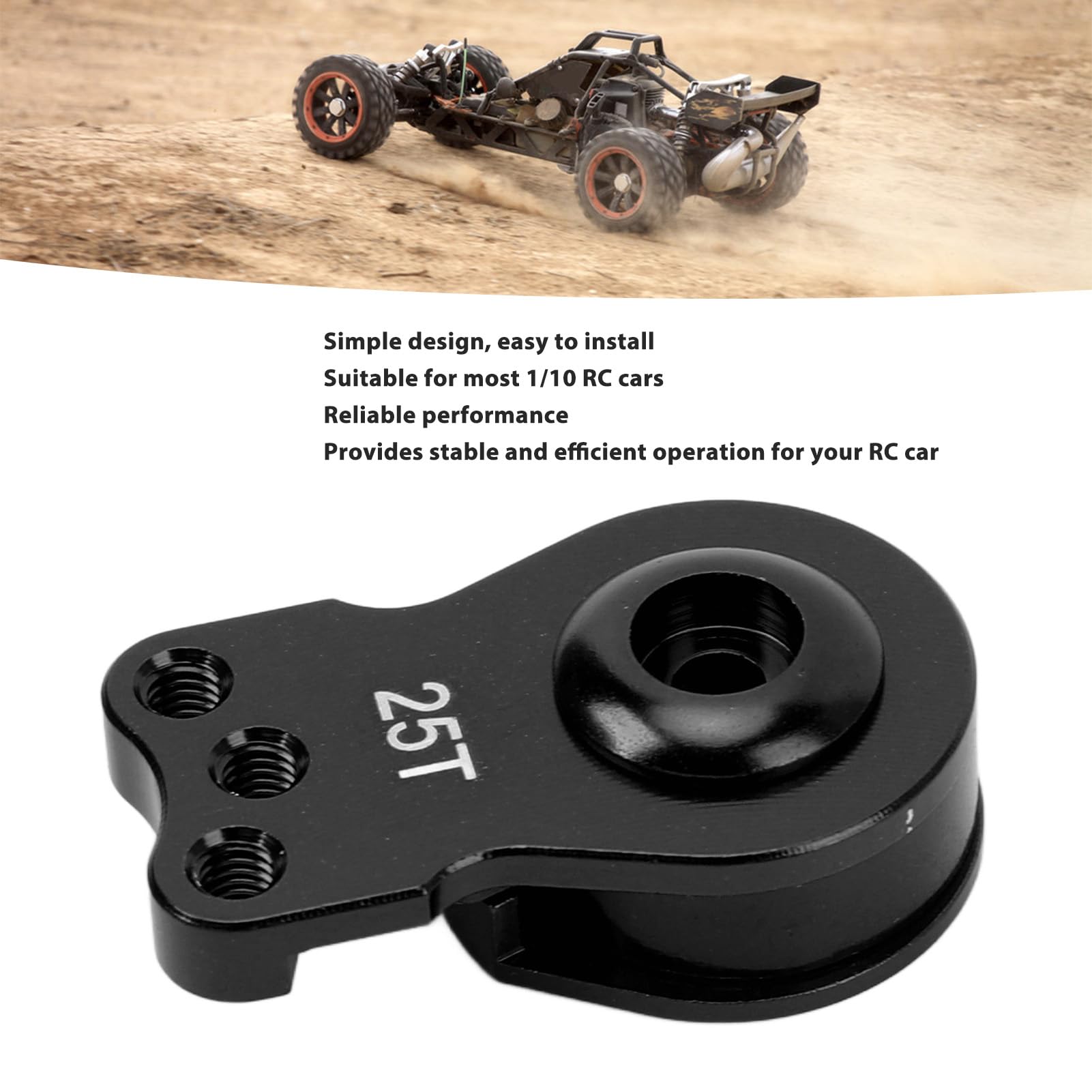 RC Servo Saver, Lekki, Uniwersalny Serwomechanizm ze Stopu Aluminium o Wysokiej Dokładności 25T z zamienną osłoną Przekładni do Samochodu RC 1/10 (BLACK)