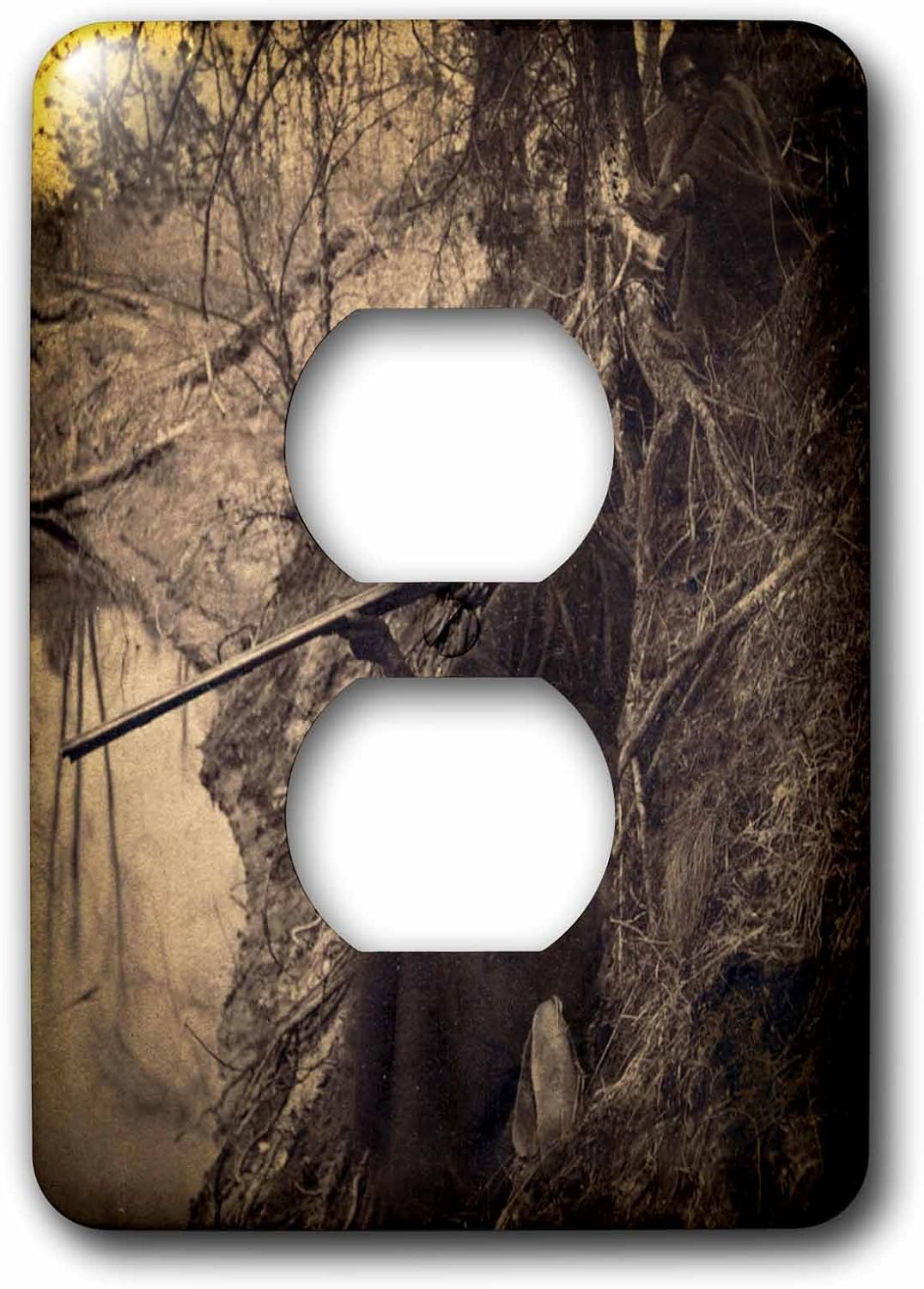 3dRose lsp_77386_6 Native American Warrior Indian Chief Hunting Stereoview - 2 Plug Outlet Cover