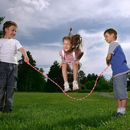 Miniatura 5 de Cuerda de saltar ajustable con agarre antideslizante, cuentas de plástico suave sin enredos (rosa-púrpura)