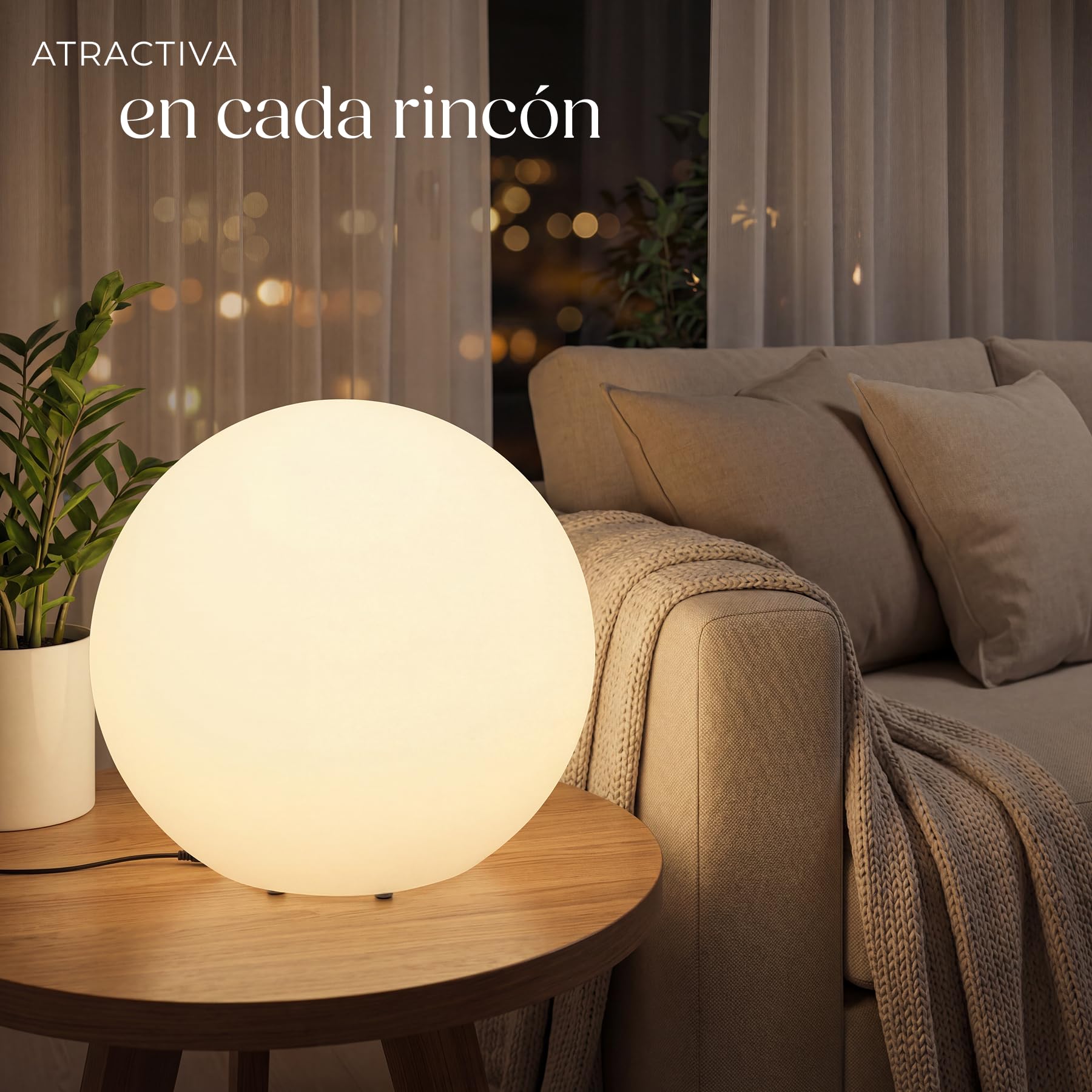 tectake® Bola de Led con Mando y Luz Nocturna Ø 50 x 50 cm, Luces Led Habitacion para Decoracion Hogar y Jardin, Luces Terraza, Iluminación Jardin, Lampara Exterior, Decoración Habitación