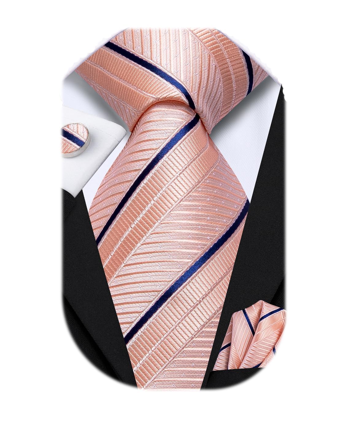 Dubulle Mens Tie Set Solid Paisley Silk Striped Necktie for Men with Cufflinks Tie and Pocket Square
