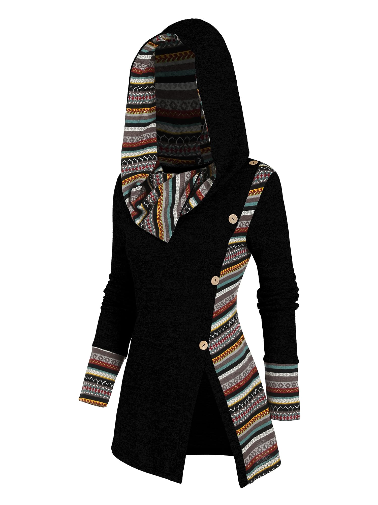 ZAFULWomen's 2024 Casual Hoodies Boho Dressy Sweatshirt Cowl Neck Essentials Fall outfits Sweater Button Hooded Knit Tops