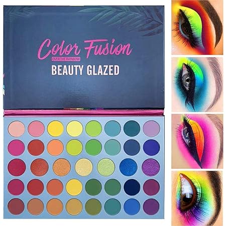 Amazon Beauty Glazed 39ポップカラーズマットシマーアイシャドウパレットハイライト着色されたカラフルな長持ちする防水メイク アップパレット化粧品メタリックカラーナチュラルブレンドメイクアップアイシャドウパウダー Beauty Glazed アイシャドウ 通販