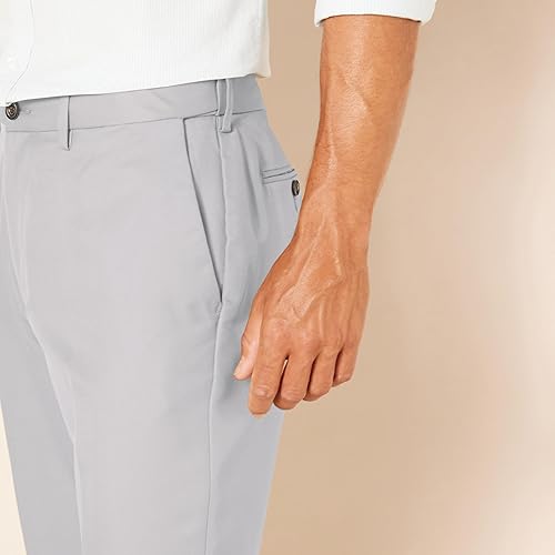 Miniatura 4 de Tienda Essentials - Pantalón de vestir de corte clásico, con cintura expandible y sin pinzas para hombre