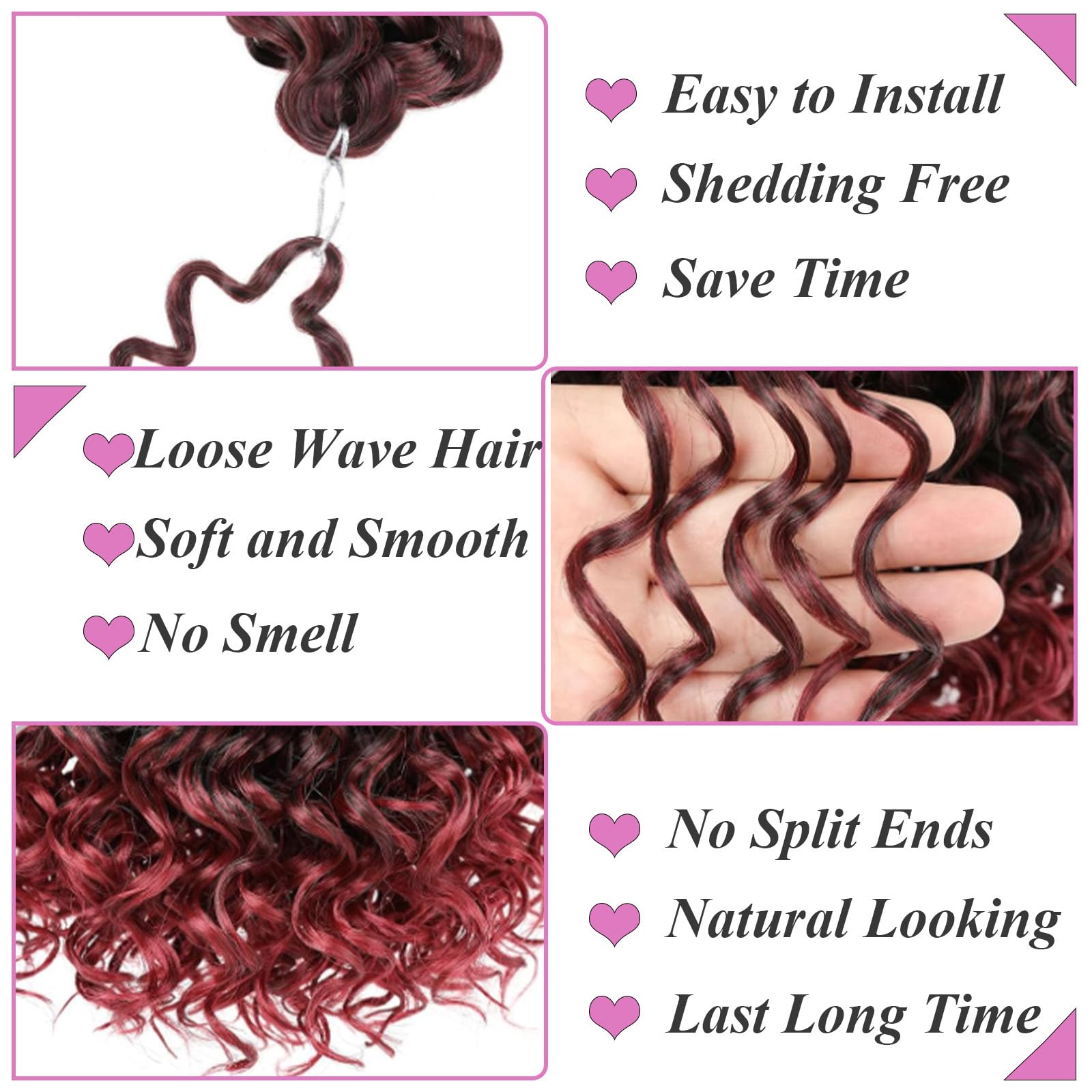 Samtress GoGo Curl Crochet hair 18 Inch Water Wave Braiding Hair Extensions Deep Twist Crochet Braids Synthetic for Women (#TBUG) - Image 3