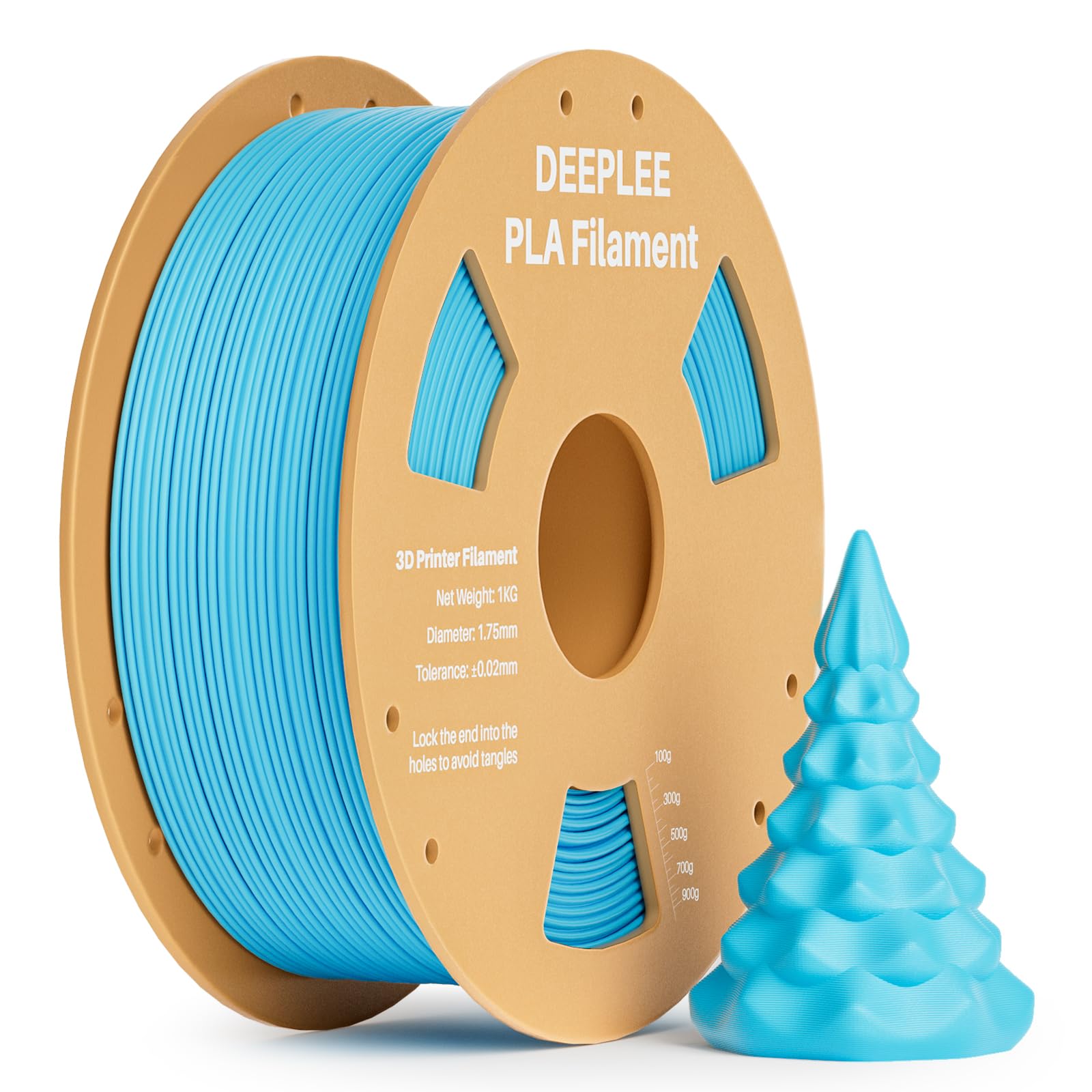 DEEPLEE Filamento PLA 1.75mm, Precisione Dimensionale +/- 0,02 mm, Ferito Ordinatamente,Nessun Intasamento, per la Maggior parte delle Stampanti 3D FDM, 1KG Cielo Blu