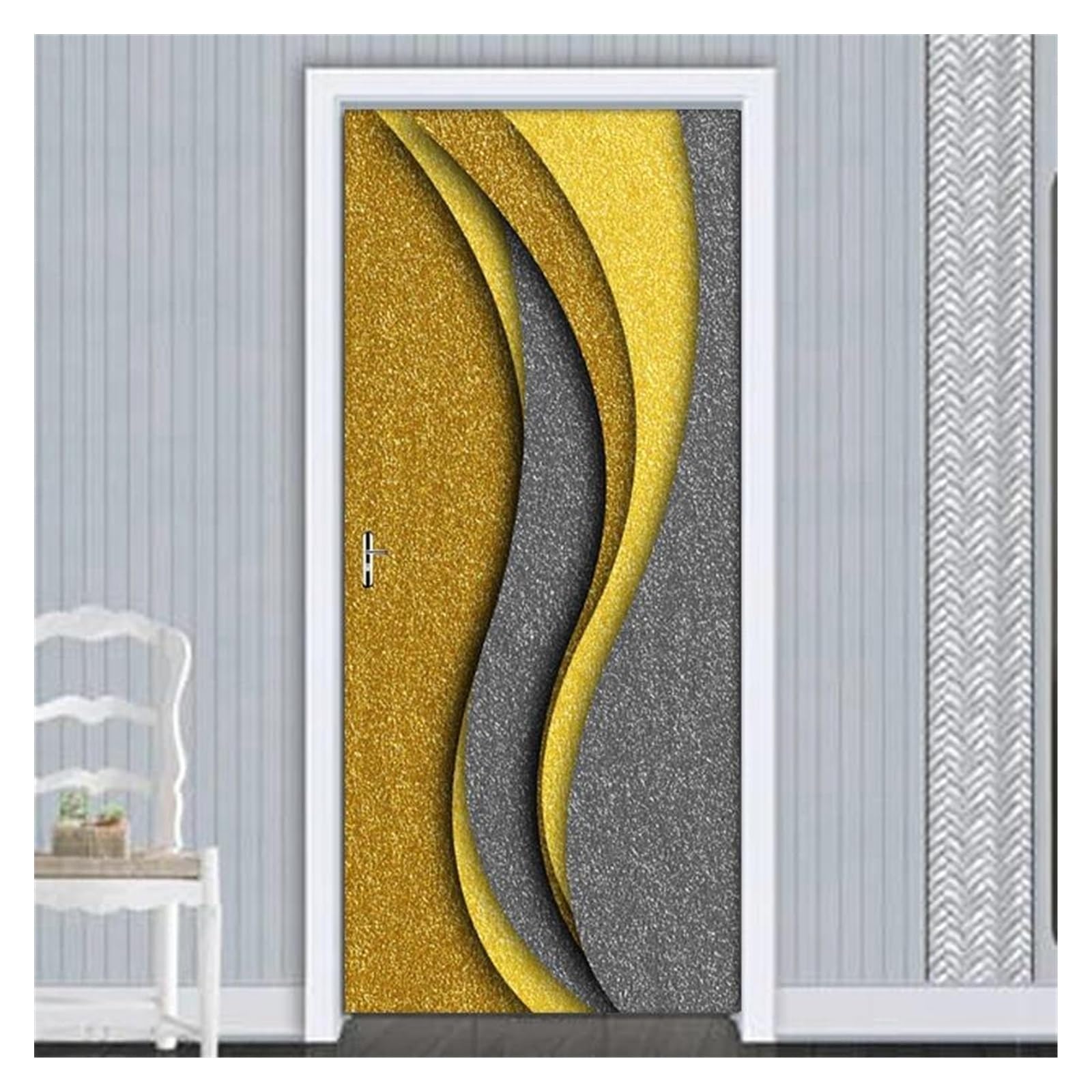 Sticker autocollant mural PVC 3D decoration maison trompe l'oeil pour habillage de porte interieure
