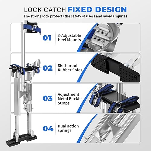Miniatura 10 de FAHKNS Zancos para paneles de yeso de 18 a 30 pulgadas, zancos para adultos, zancos de trabajo de aluminio ajustables para láminas, pintura de