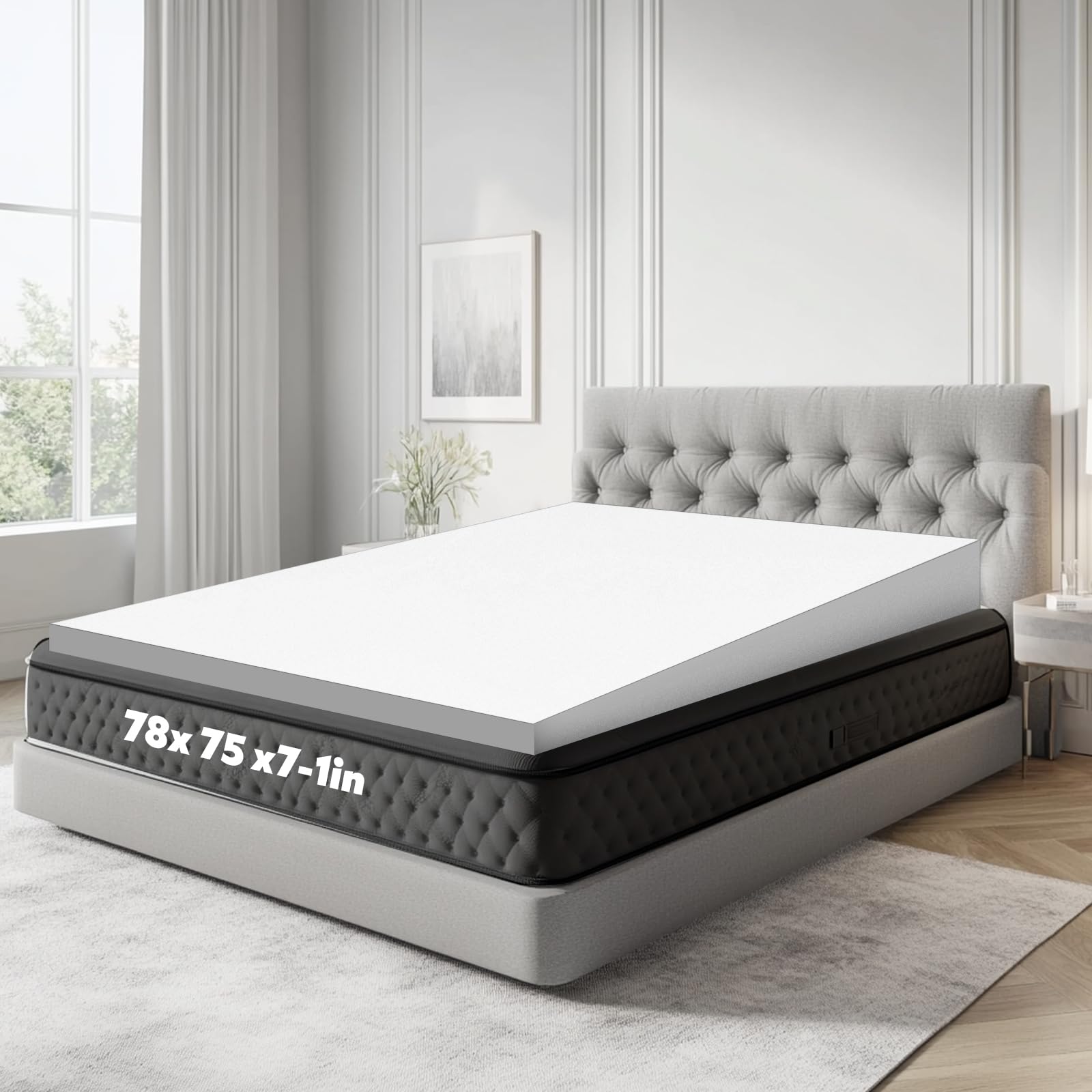 Cinnvoice Mattress Wedge, 7 Inch King Incline Wedge for Acid Reflux Gerd, Neck and Back Pain, Snoring, Adjustable Elevator Under Mattress Topper