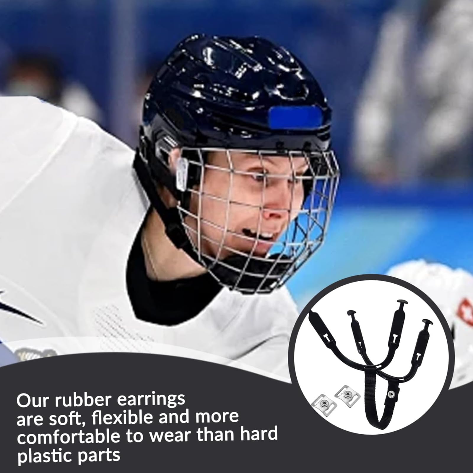 Mentonnière pour casque de hockey sur glace – 20 cm de remplacement pour casque de sport pour jeunes, longueur étanchéité réglables, construction caoutchouc nylon durable | Fixation sécurisée de