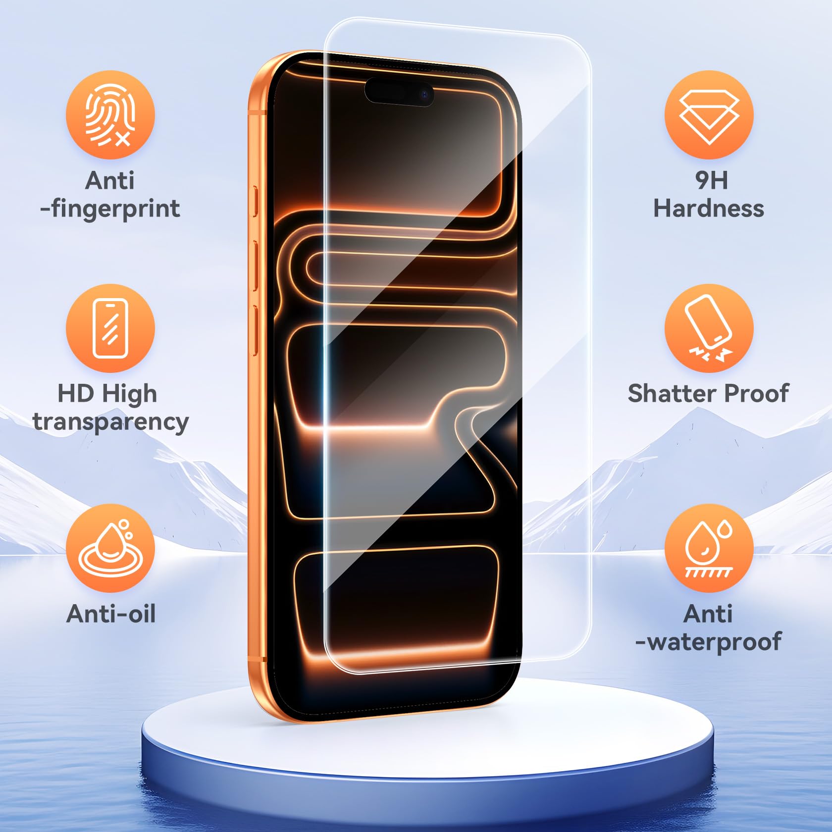 3 Pièces Verre Trempé pour iPhone 17 Pro avec 3 Pièces Caméra Arrière Protecteur, Ultra Résistant Film Protection écran, Anti-Rayures, Sans Bulles Film Protection Compatible iPhone 17 pro 6.3"