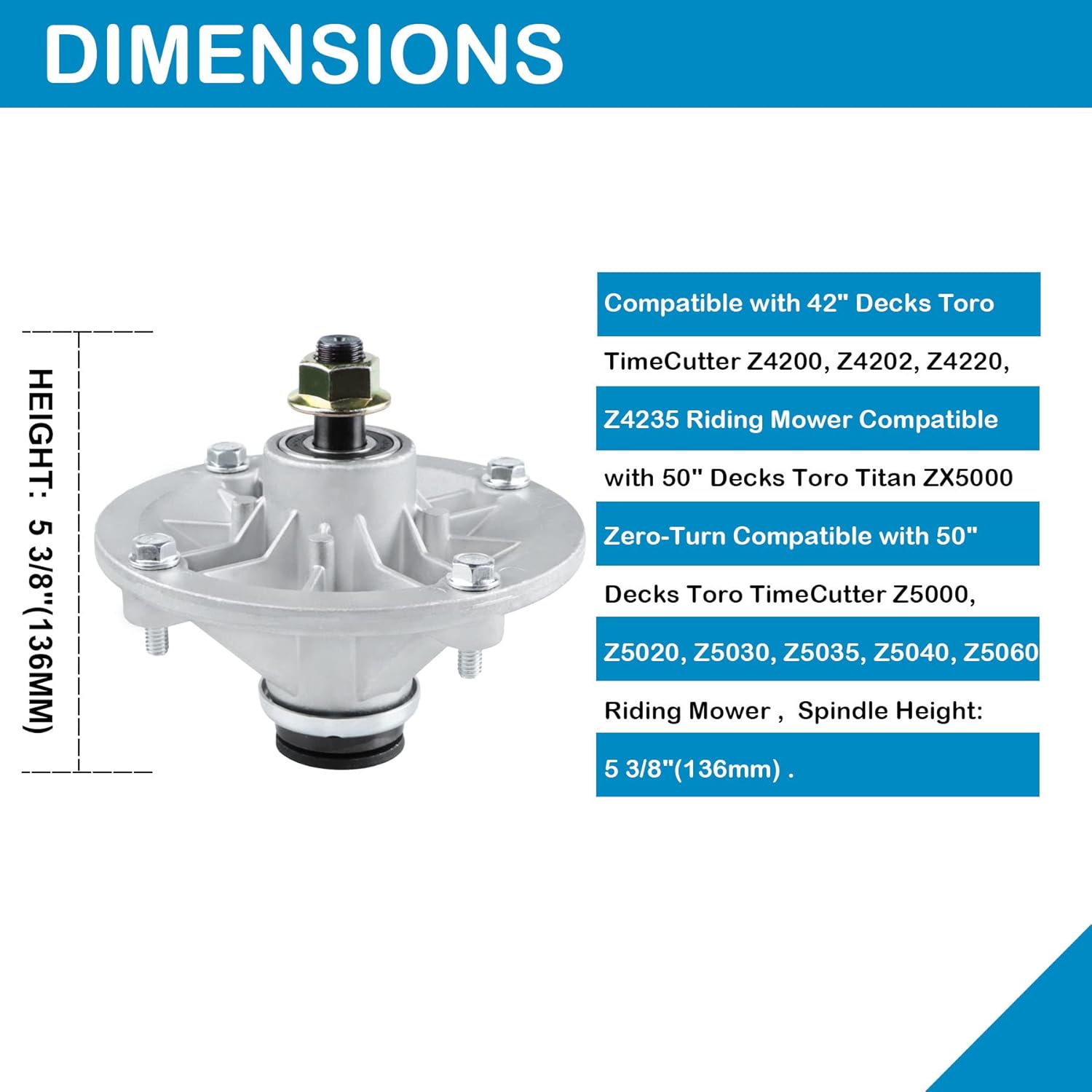 Pack of 2 Spindle Assembly for Toro 110-6866 117-1192 42 inch Deck Mower TimeCutter Z4200 Z4202 Z4220 Z4235