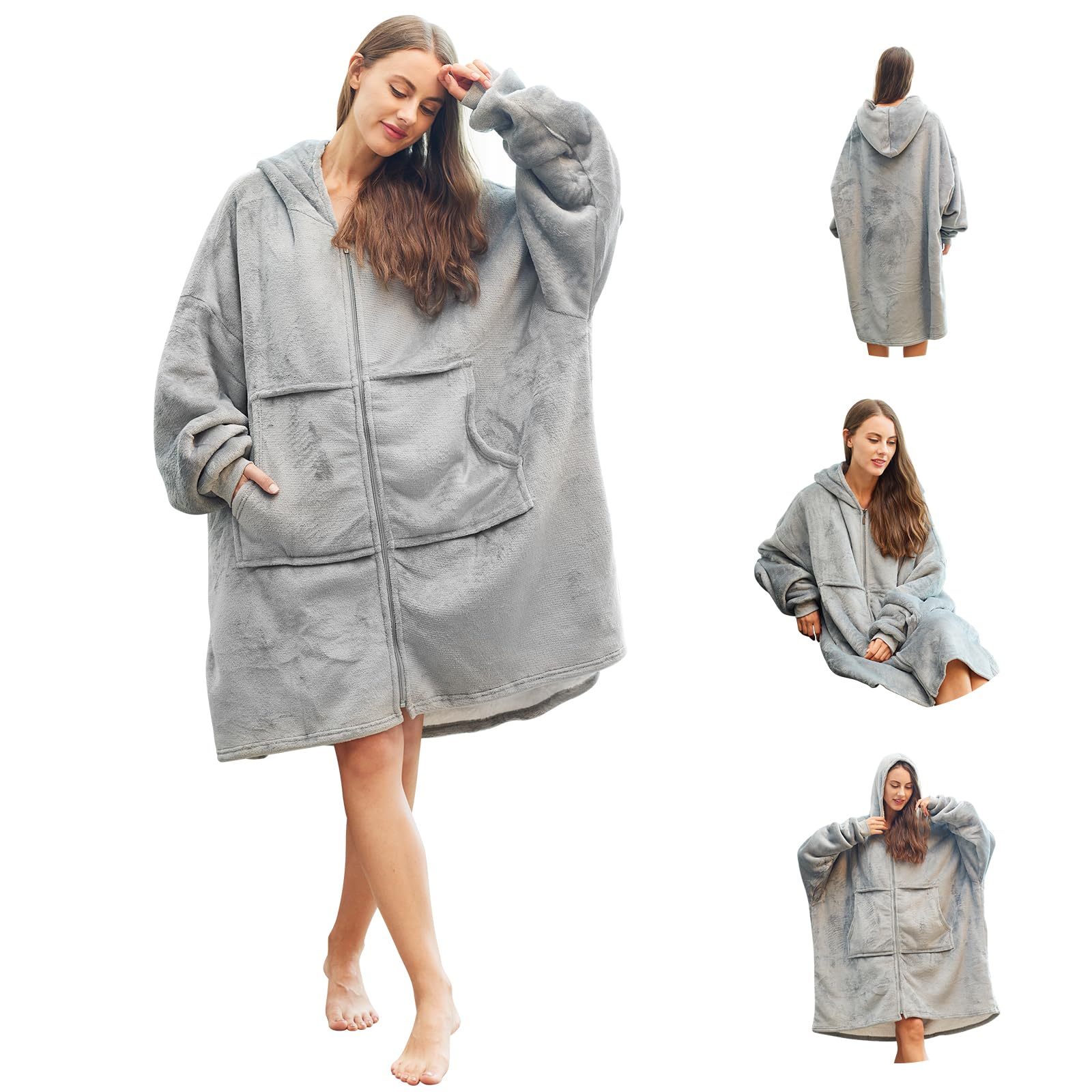 Original Oversized Wearable Blanket Hoodie.Snuggie Sweatshirt Blankets,Cozy Zippers as Gifts