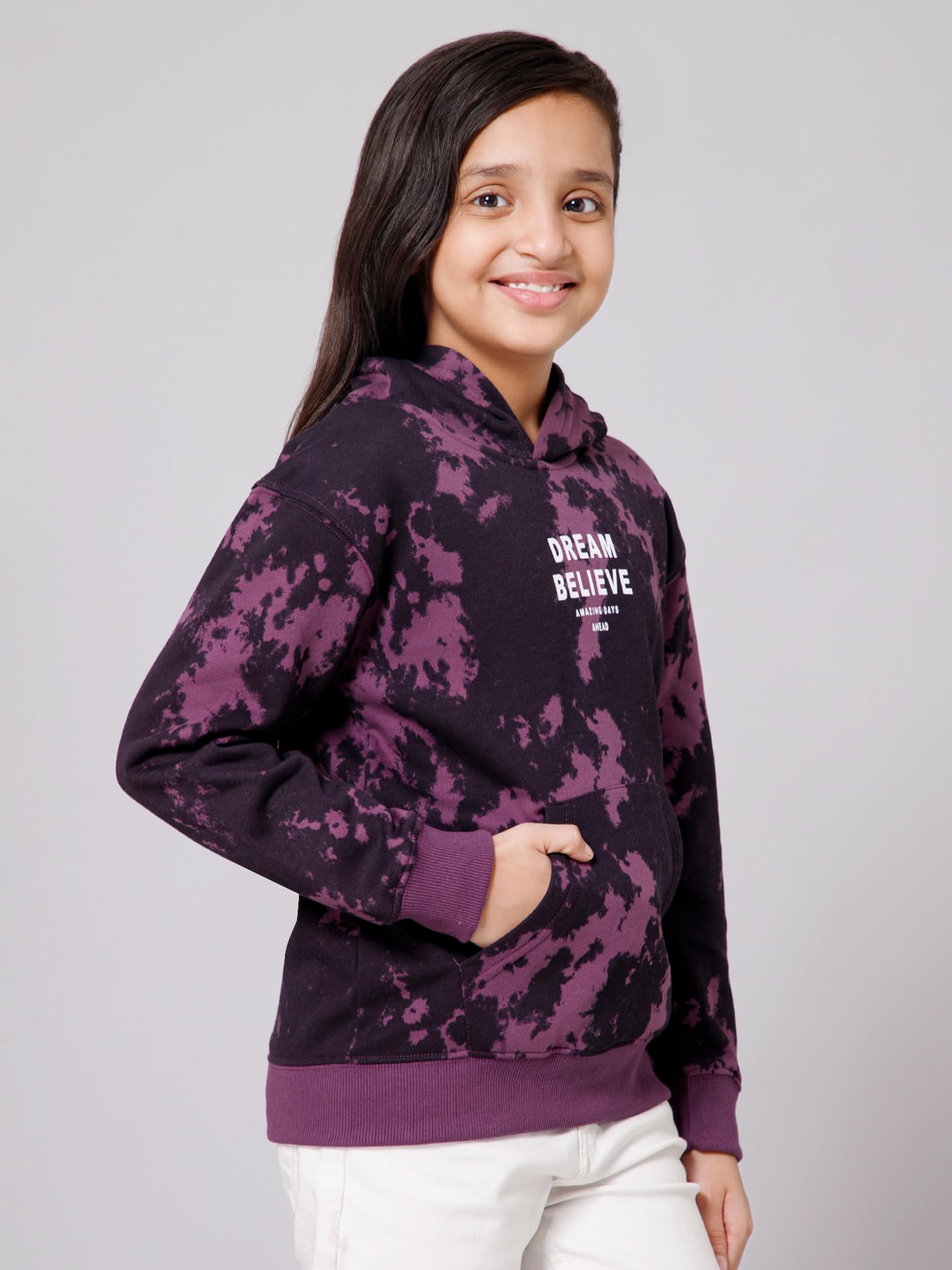 Alan Jones Clothing Girls Cotton Blend Hooded Neck Regular Sweatshirt(GL22-SW102-PR-15.16YRS_Purple_15Years-16Years) 1
