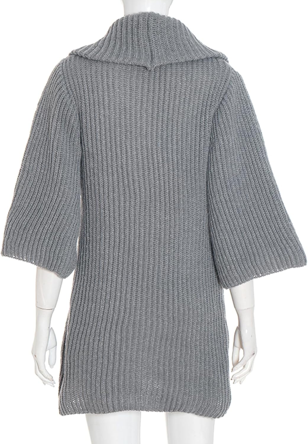 Women Sexy Ribbed Knit Cowl Neck Wrapped Mini Dress Oversized Half Sleeve Short Sweater Dress - Image 5