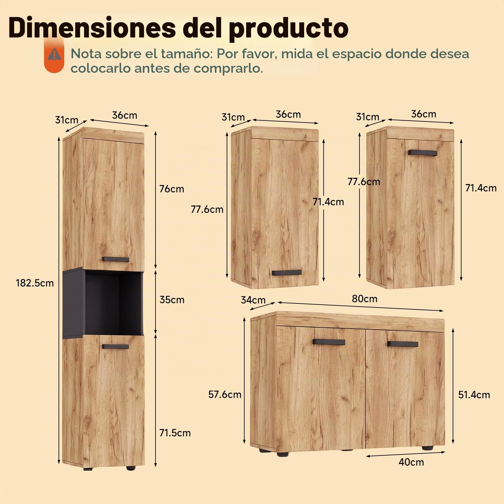 HAUSPROFI Juego de 5 percheros de pasillo con espejo, zapatero de doble puerta, zapatero largo, armario de madera para pasillo y baño