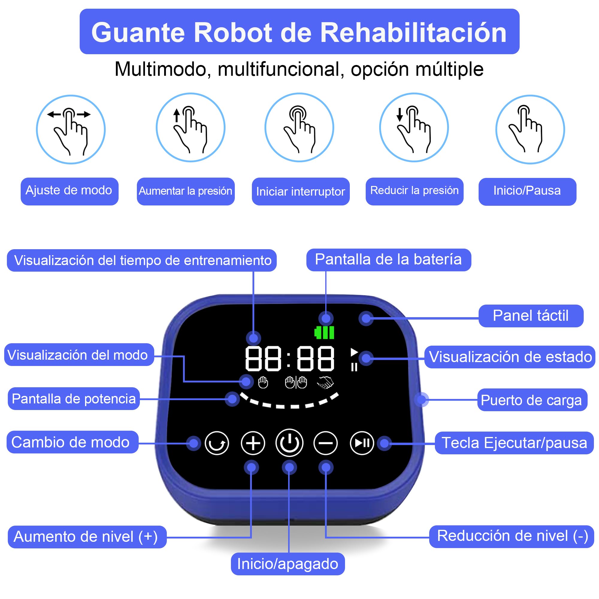 Guantes De Robot De Rehabilitación De Manos,Entrenador De Hemiplejía De Accidente Cerebrovascular,Equipo De Recuperación De Accidente Cerebrovascular Para Pacientes Con Disfunción De La Mano