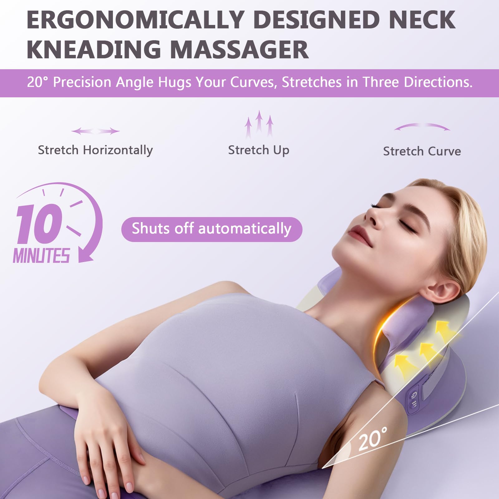 Nackenmassagegerät Elektrisch mit Wärme, Shiatsu Massagegerät, Zervikales Nacken Rücken Massagegerät, 3D-Nackenmassage mit 3 Modi, 6 Einstellbare Frequenzen, Entspannungskissen für Nacken Zervikales