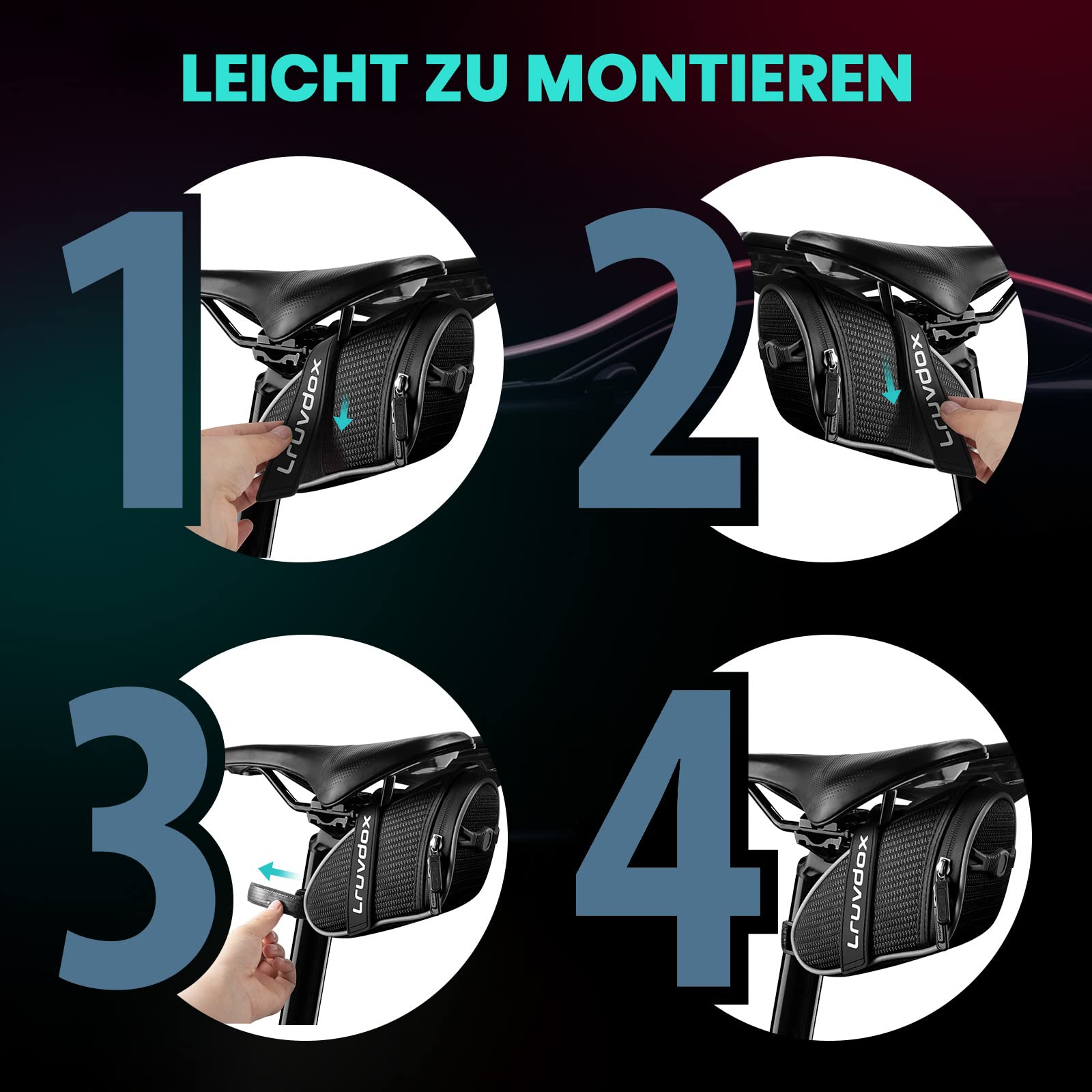 Lruvdox Fahrrad Satteltasche - 1.2L Wasserdicht Für MTB Rennrad