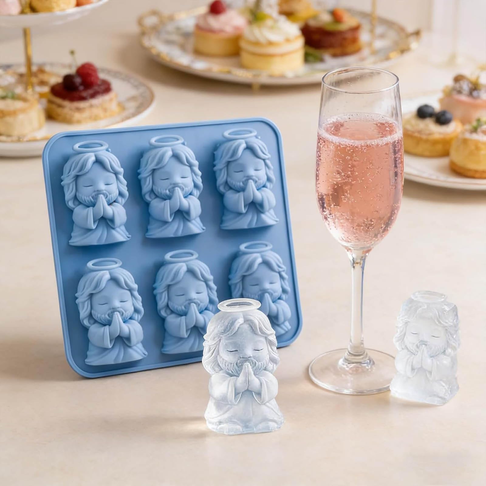 Lot de 6 mini moules à glaçons 3D en silicone pour bonbons, gelée, whisky, cocktails, bière et boissons, cadeaux de Pâques