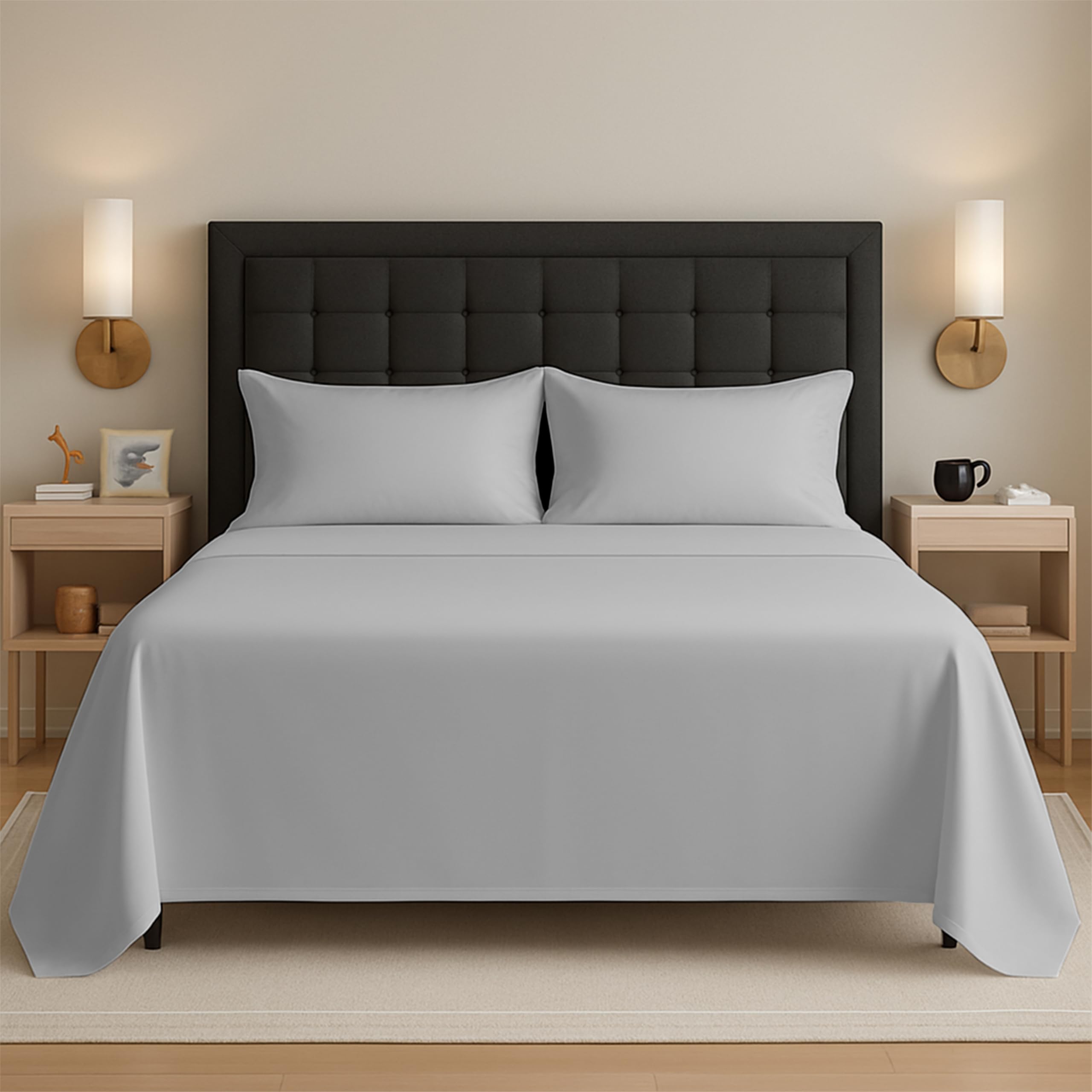 Egypto Easy Care Luxury Bedding Flat Sheets Single – Breathable & Hypoallergic Flat Sheets – Shrinkage & Fade Resistant Flat Bed Sheet Silver — image 1