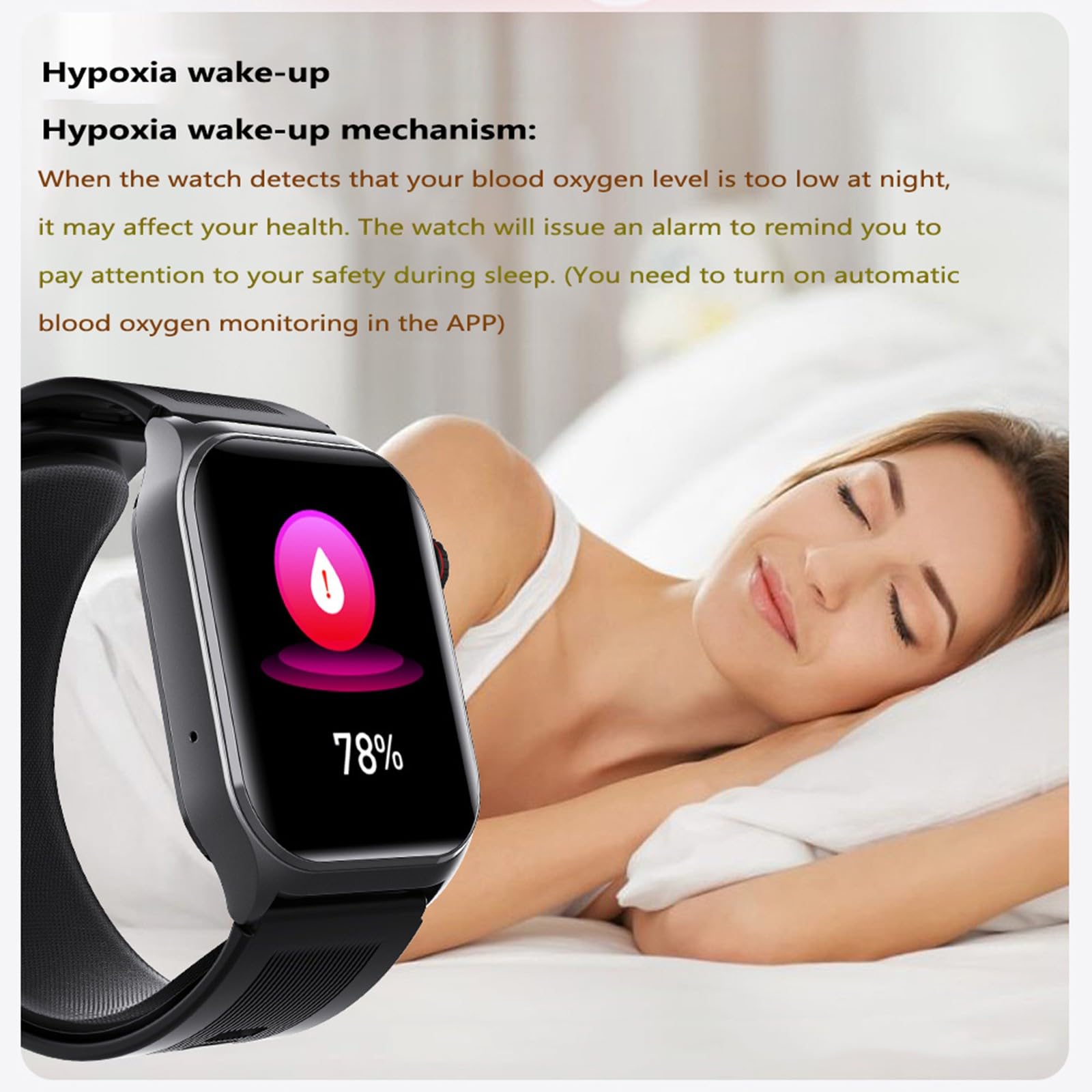 Smartwatch męski i damski, wodoszczelny, do fitnessu, pulsometr, Spo2, monitor snu, krokomierz, do systemu Android Ios Black