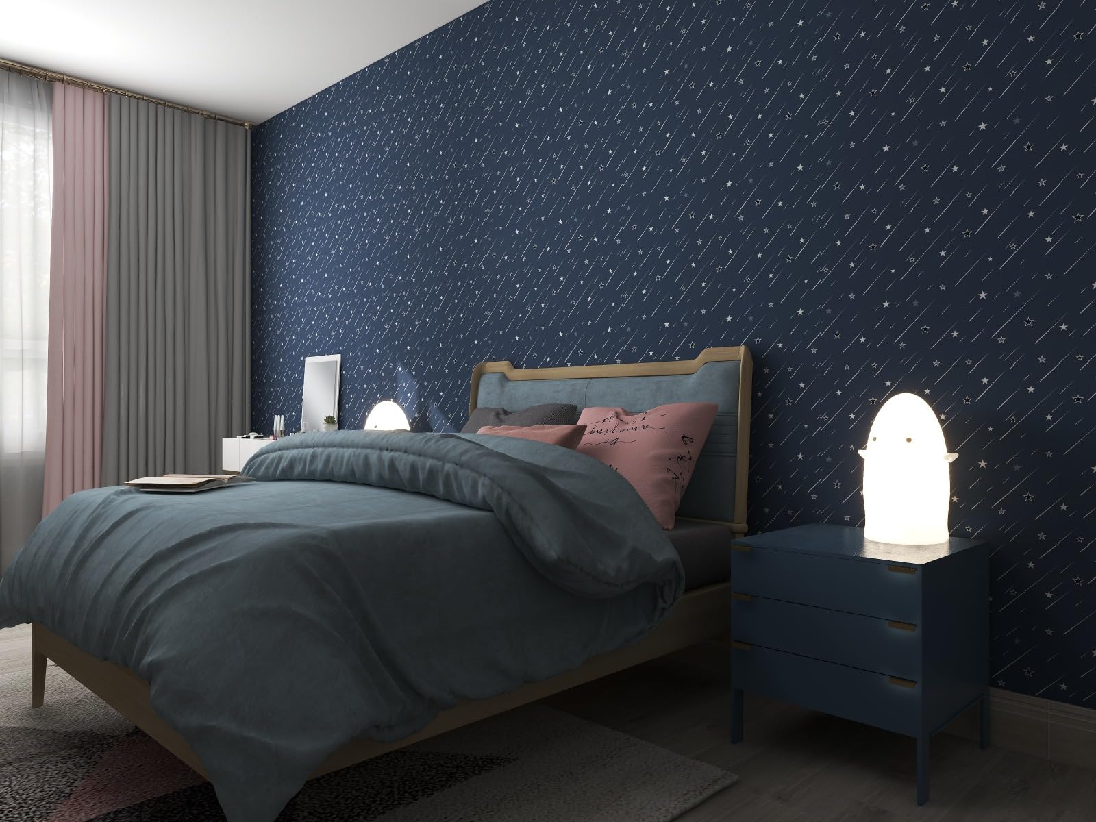 CRIMSON DECORS™ Navy Blue Shooting Star SELF Adhesive Wallpaper Living Room Hall Bedroom Peel and Stick Vinyl Wallpaper - 200 * 45 CM - 9 SQFT Approx (B09TL6M38R) Amazon Price History, Amazon Price Tracker