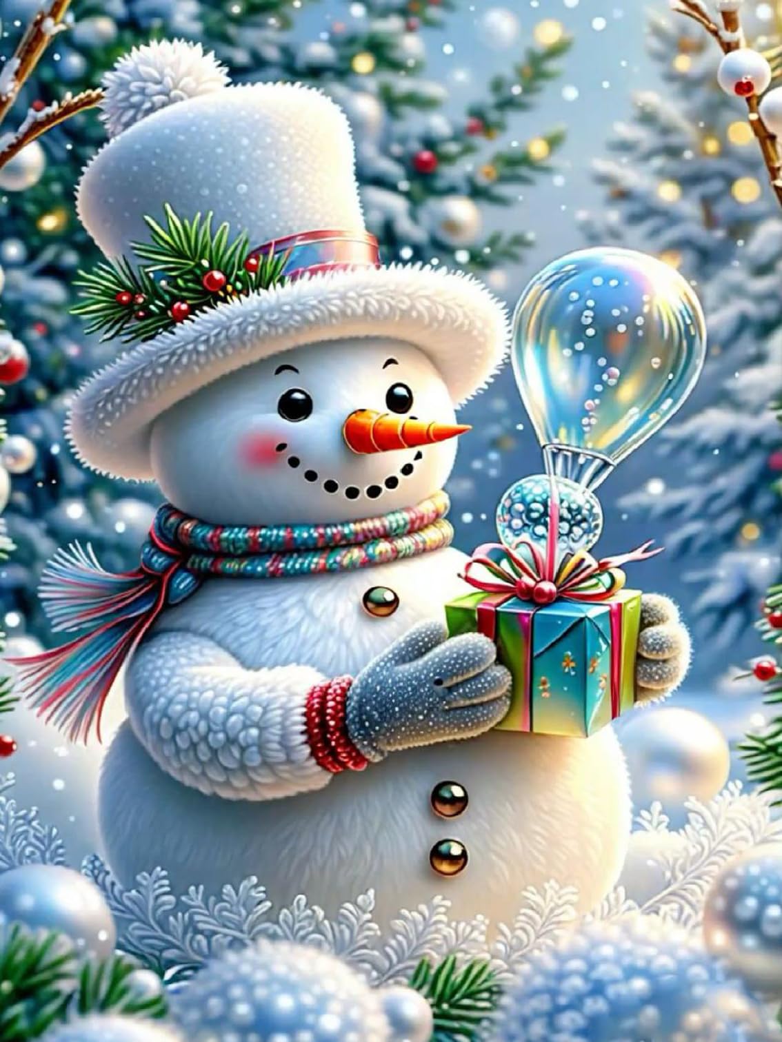 CAMOYAI Kit De Peinture Diamant De Noël Pour Adultes – Kit D'art Diamant Bonhomme De Neige Pour Adultes Débutants – Peinture Diamant 5D Pour Décoration Murale – 30,5 X 30,5 Cm