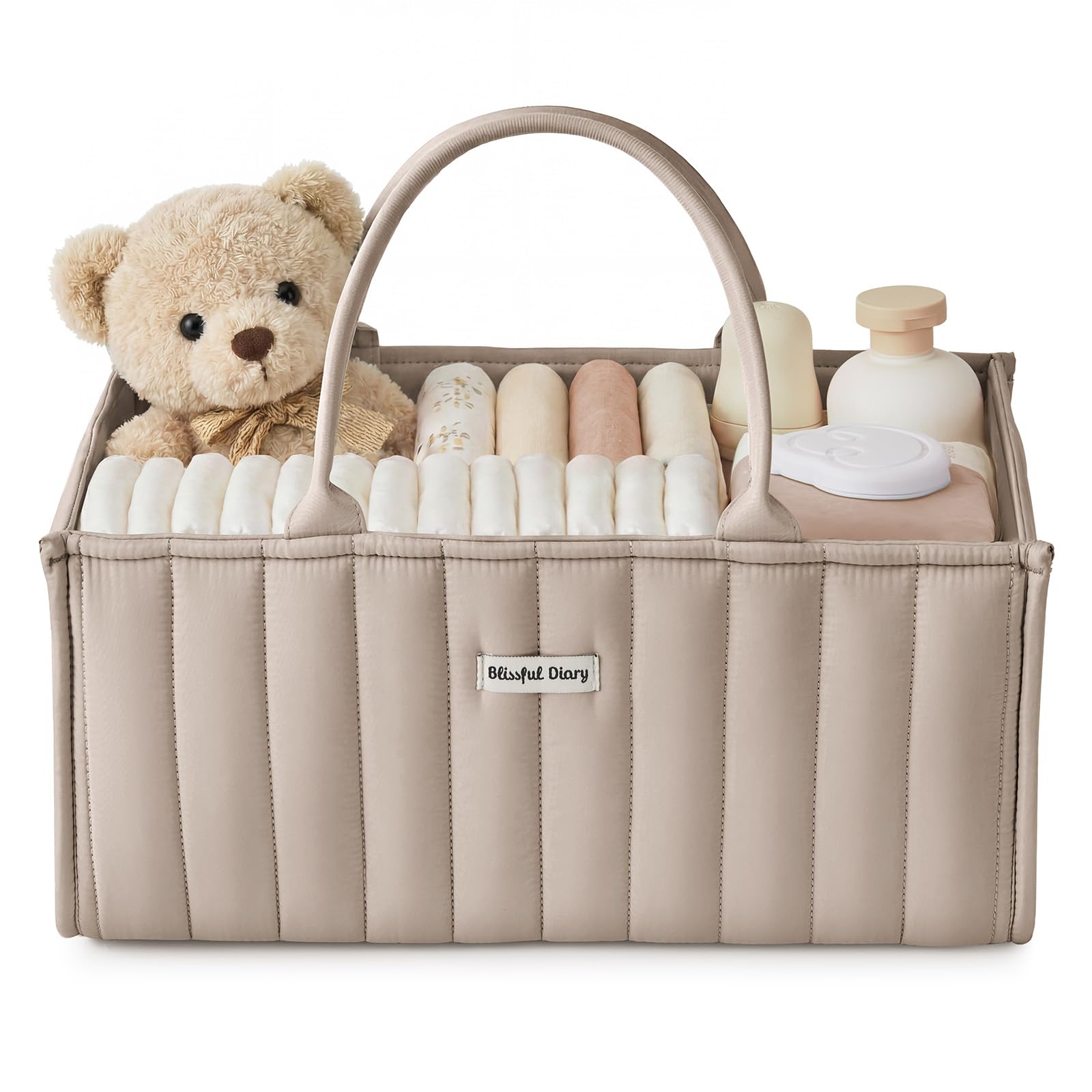 Blissful Diary Baby Diaper Caddy Basket, Baby Shower Caddy for Newborn Boys or Girls, Baby Diaper Caddy Organizer - Baby Gift Registry for Newborn Baby and Baby Must Haves Essentials - Sand-image-32