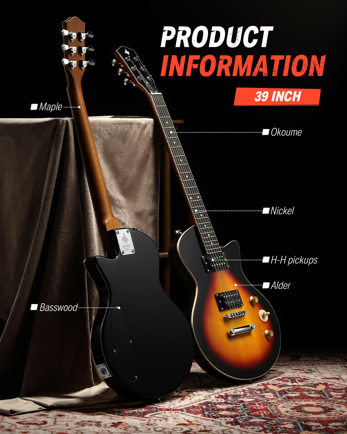 Amazon.co.jp: Donner DSC-128 サンバースト エレキギター : Musical